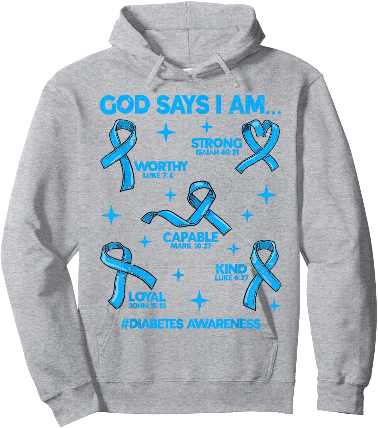 God Says I Am Diabetes Awareness Ribbon Men Women Christian Hoodie - Hoodie | Ash