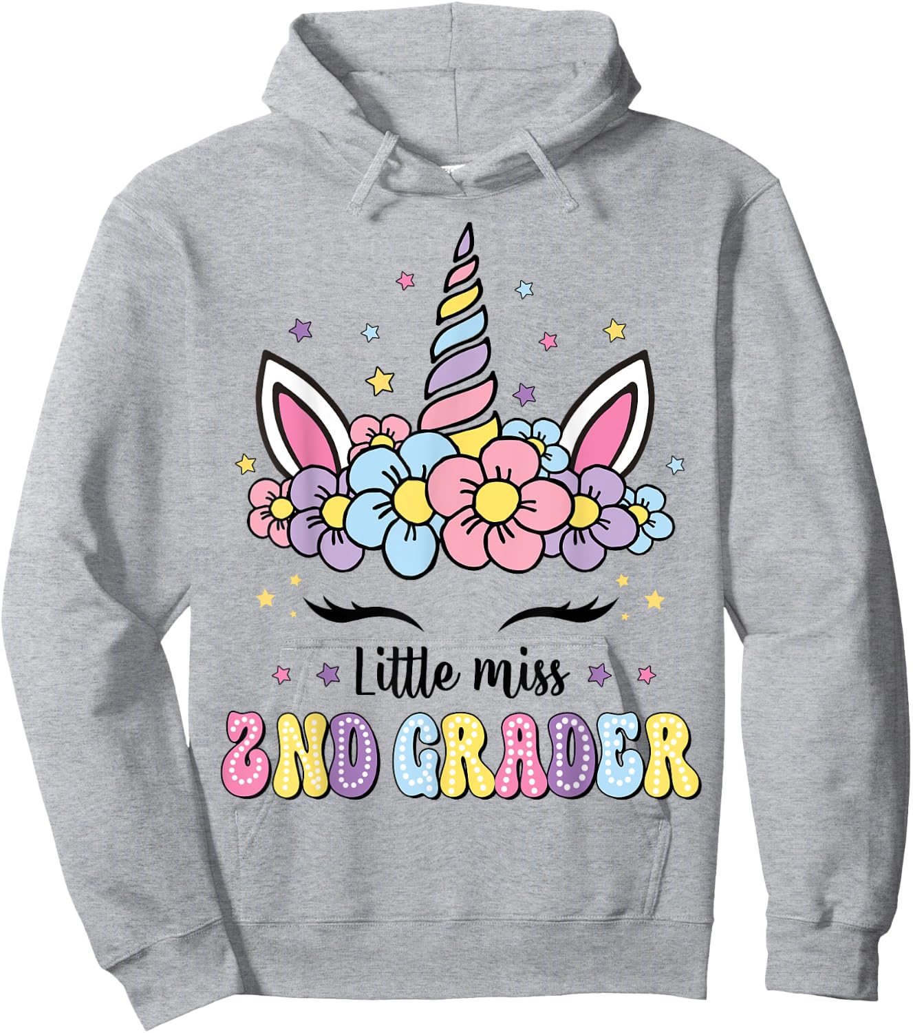 Little Miss 2nd Grade Grader Hello First Day Of School Girls Hoodie - Hoodie | Ash
