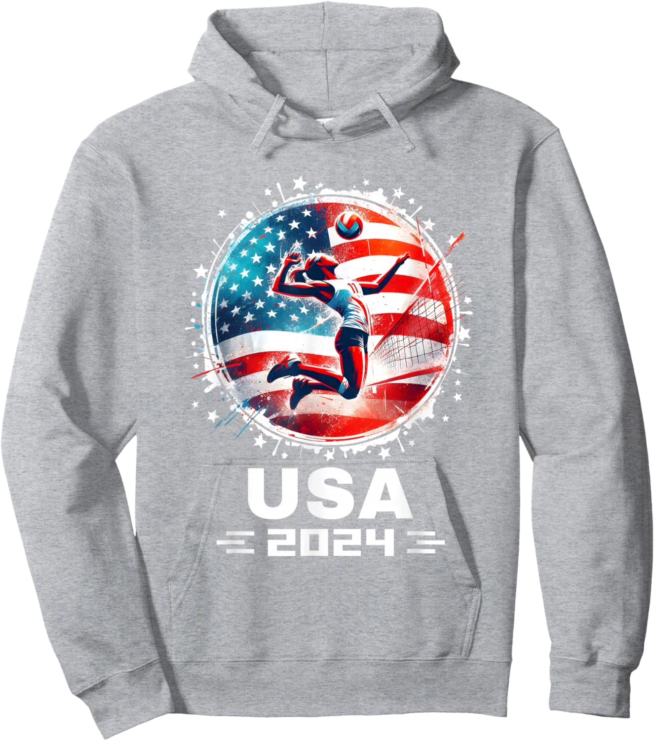 USA Team 2024 United States American Flag Women Volleyball Hoodie - Hoodie | Ash