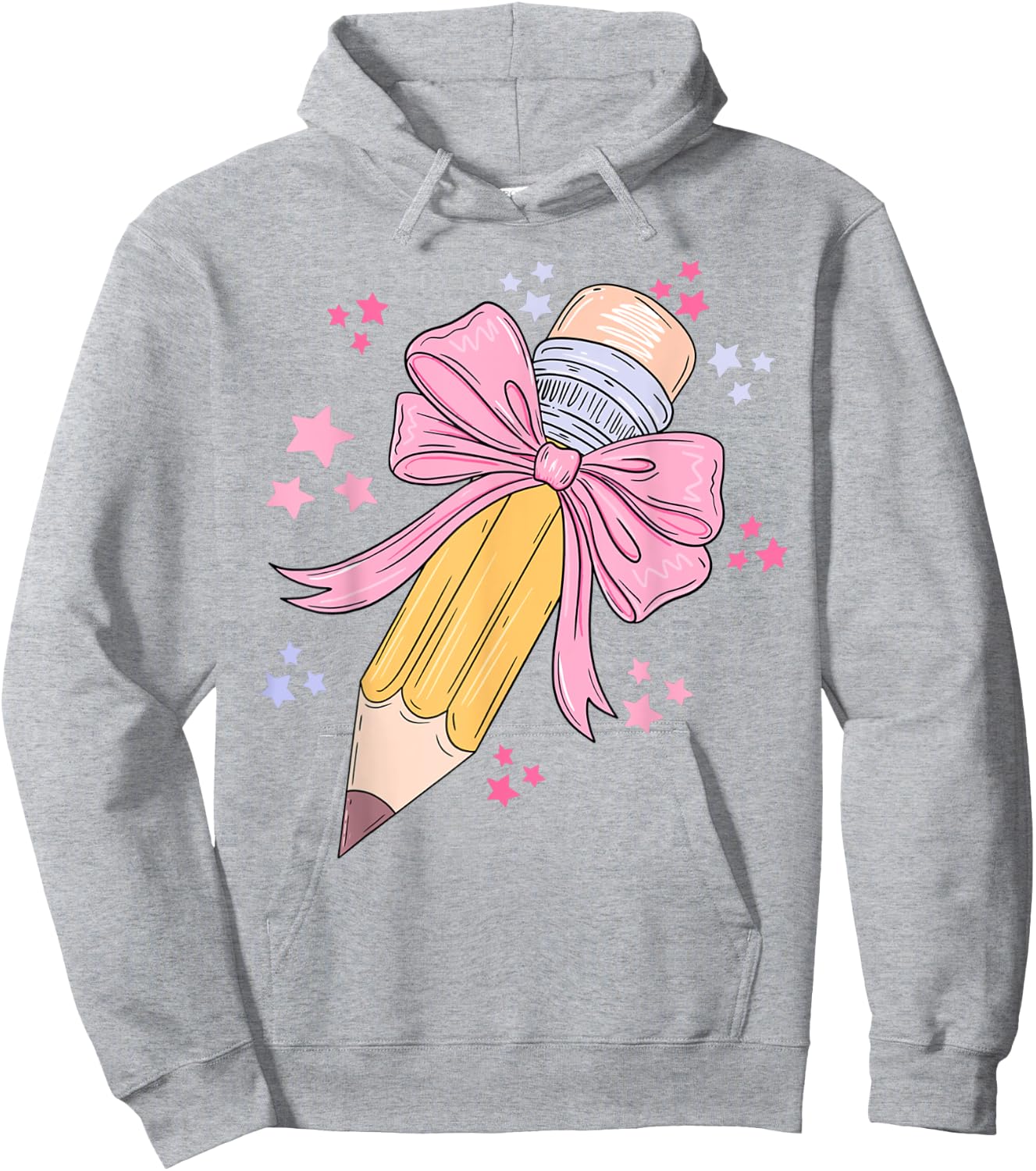 Pencil Coquette Bow Pink Back To School Teachers Girls Kids Hoodie - Hoodie | Ash