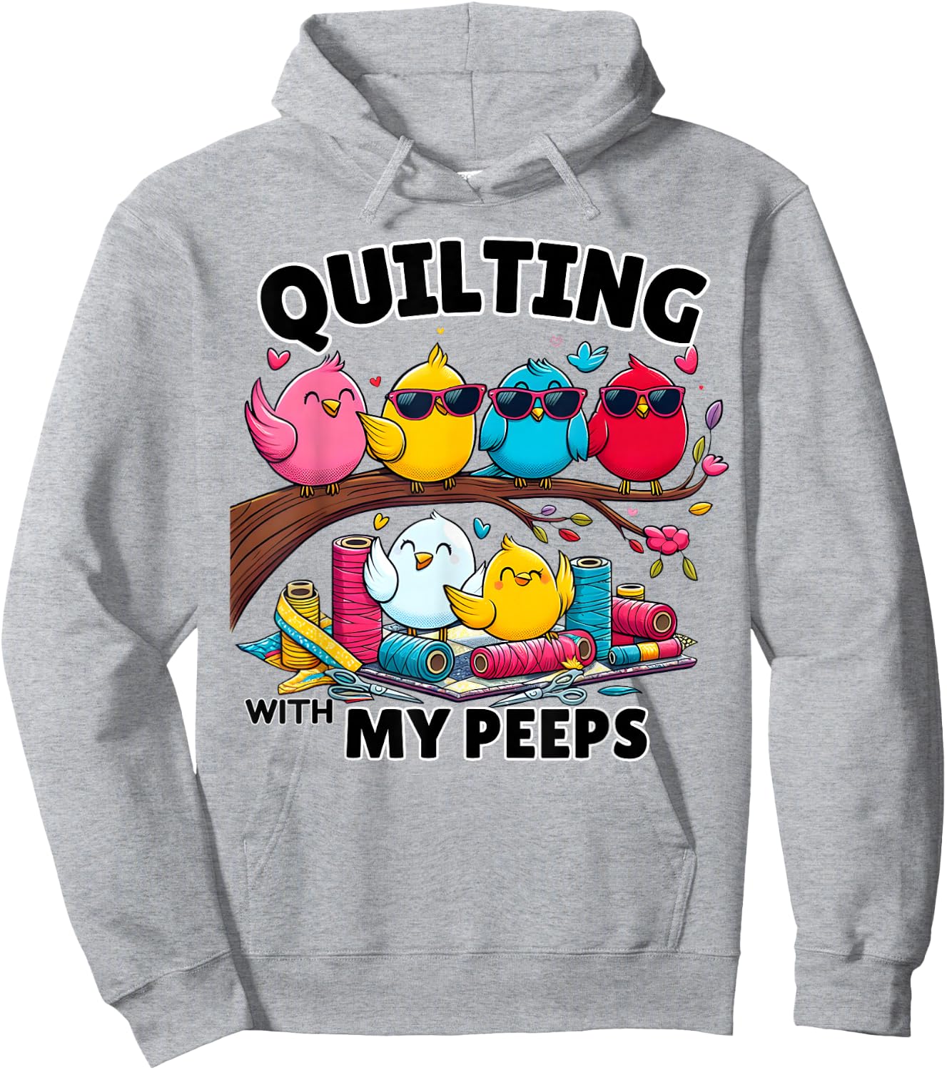 Quilting Hanging With My Peeps Funny Women Toddler Kids Hoodie - Hoodie | Ash