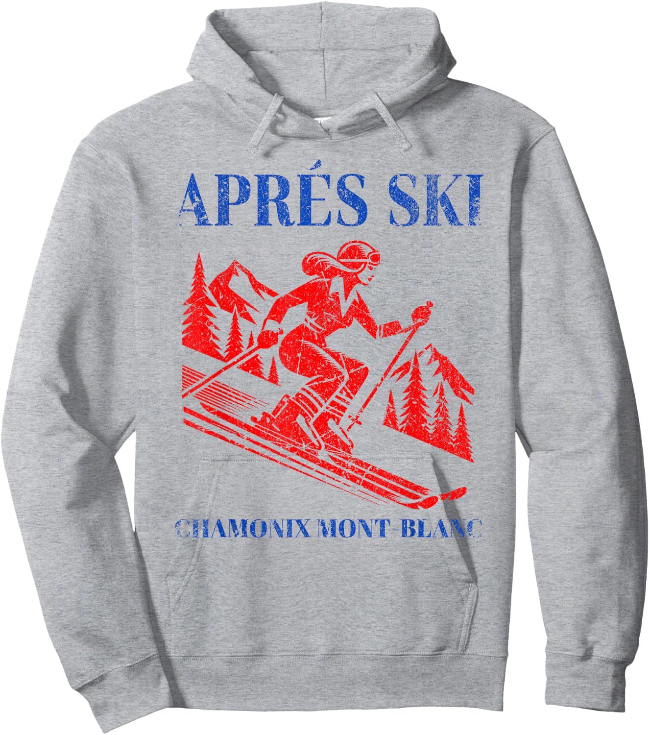 Ski Apres Vintage Ski Skiing Mont Blanc Retro Snow Skier Hoodie - Hoodie | Ash