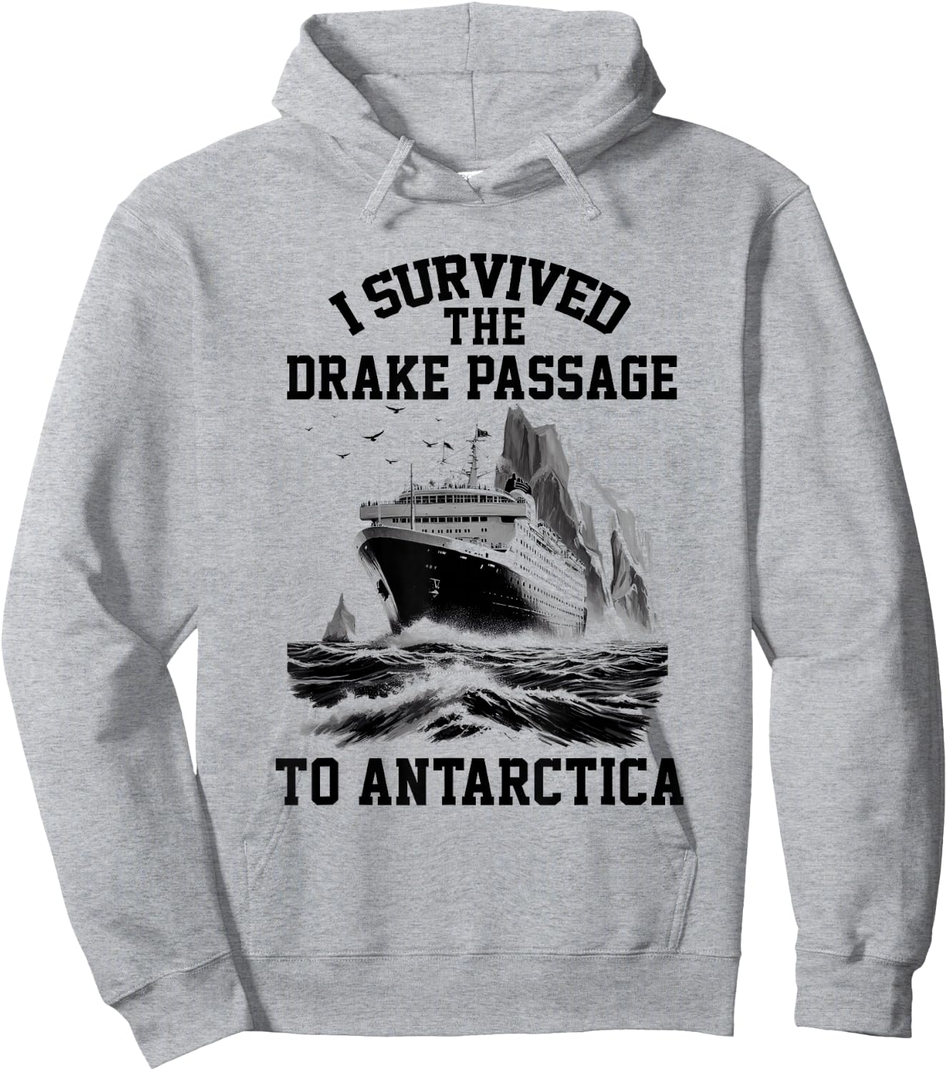 Retro Antarctica Cruise I Survived Drake Passage Antarctica Hoodie - Hoodie | Ash