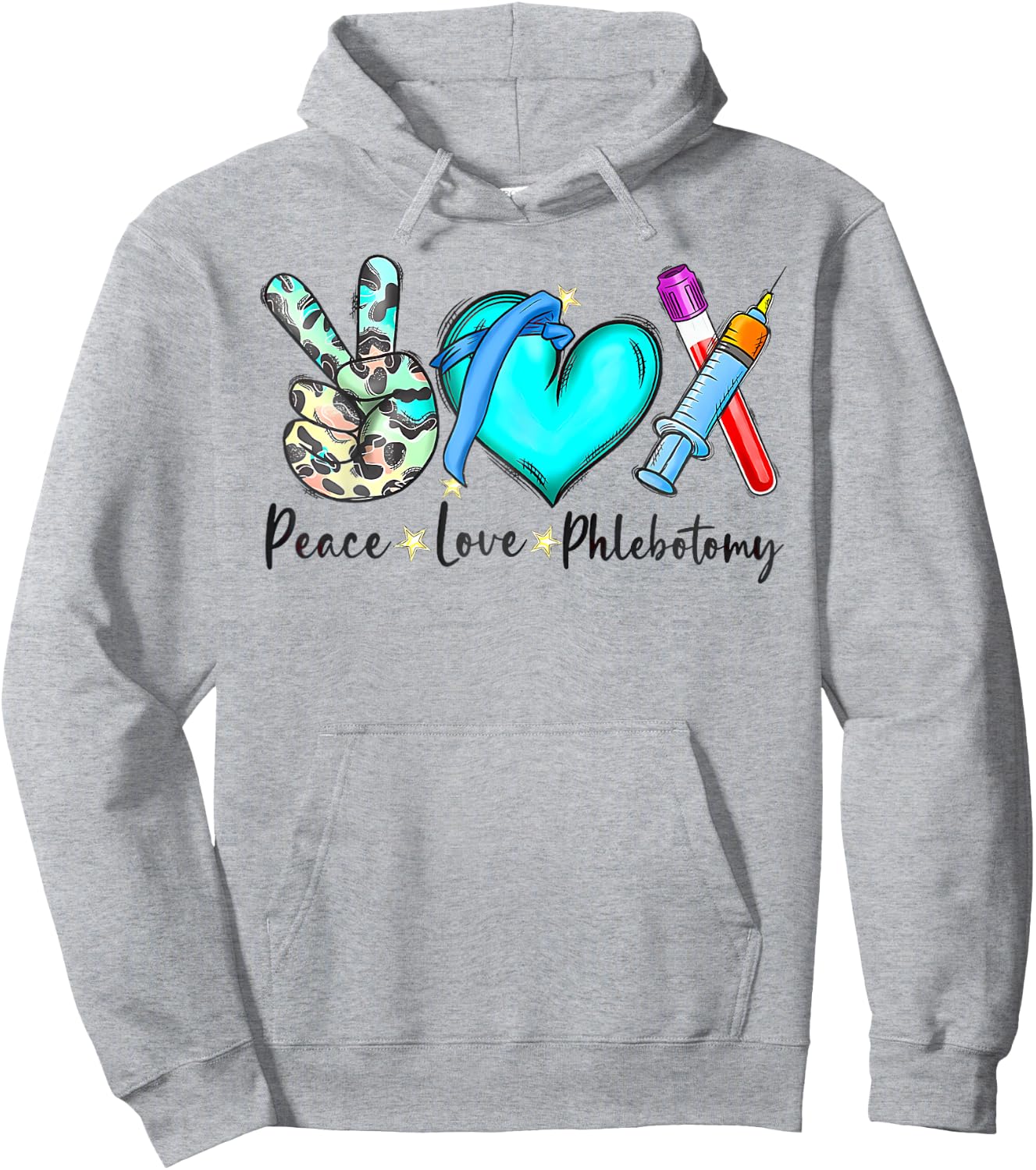 Peace Love Phlebotomy Nurse Phlebotomist Tie Dye Technician Hoodie - Hoodie | Ash