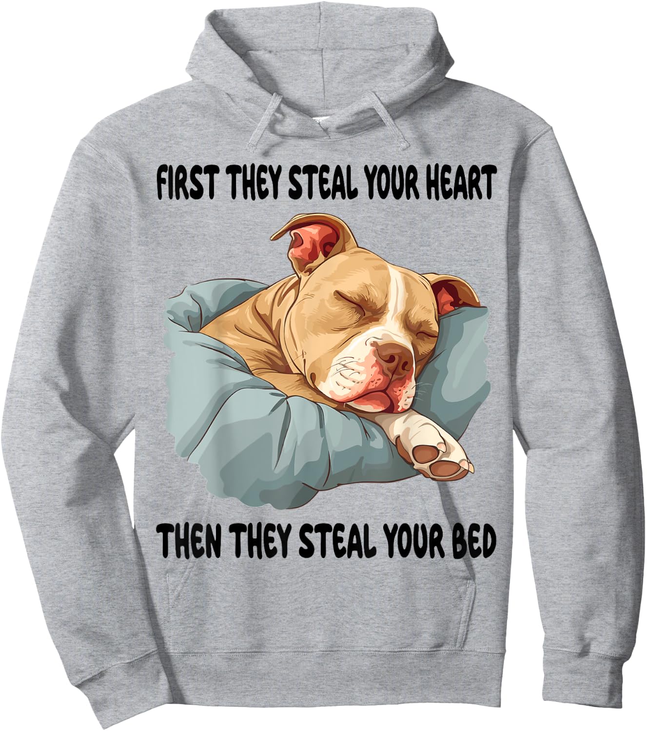 Pitbull Sleeping Pajamas Nightgown Hoodie - Hoodie | Ash