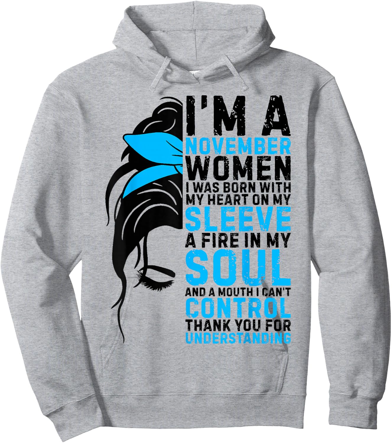 I'm an November Women Messy Bun Women Girls Ladies Birthday Hoodie - Hoodie | Ash