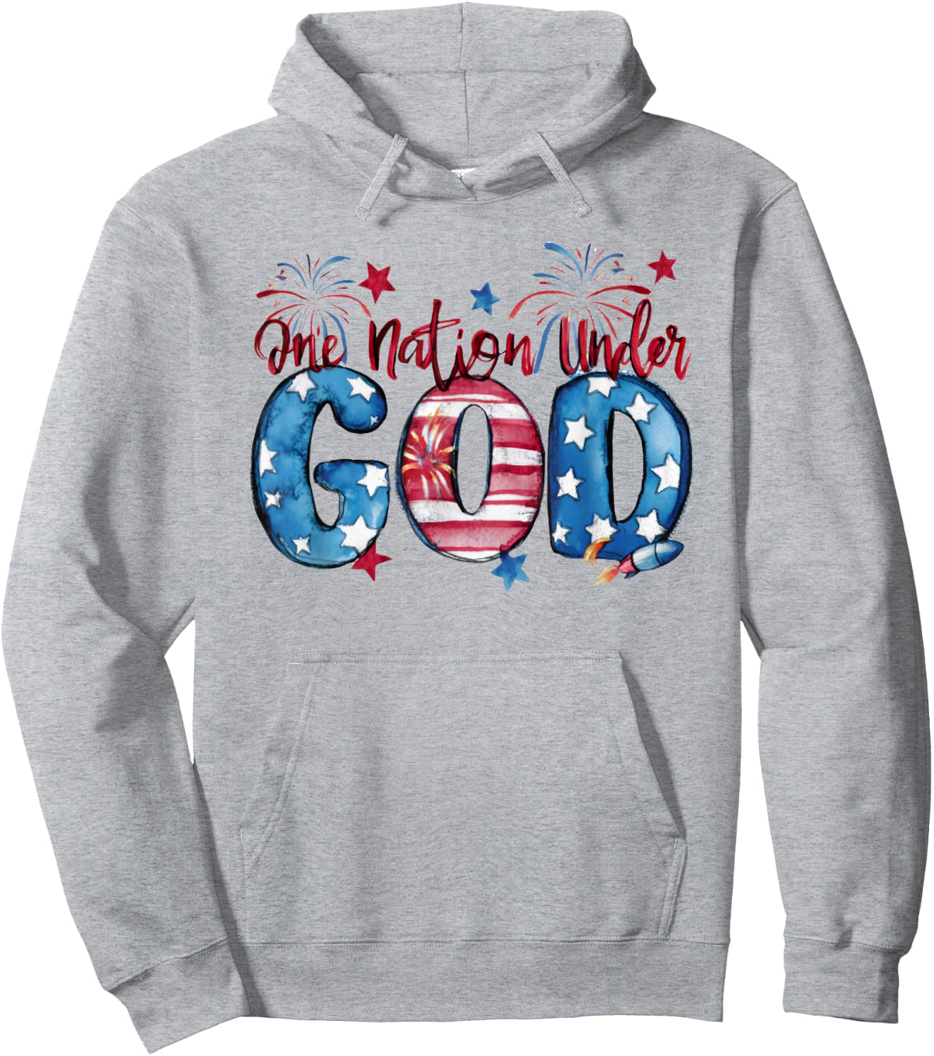 One Nation Under God, American, Happy Christian Woman Hoodie - Hoodie | Ash