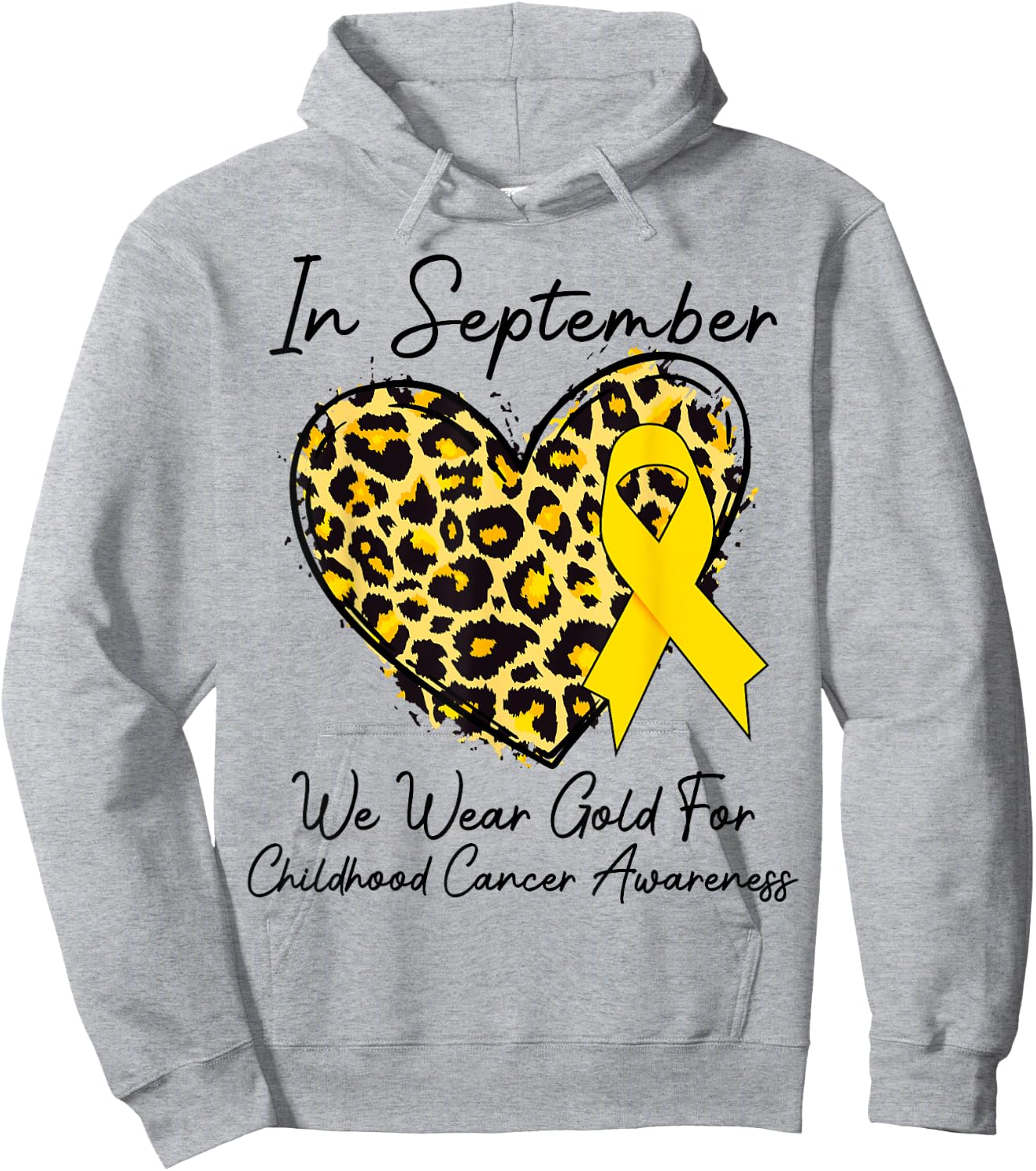In September We Wear Gold Leopard Childhood Cancer awareness Hoodie - Hoodie | Ash