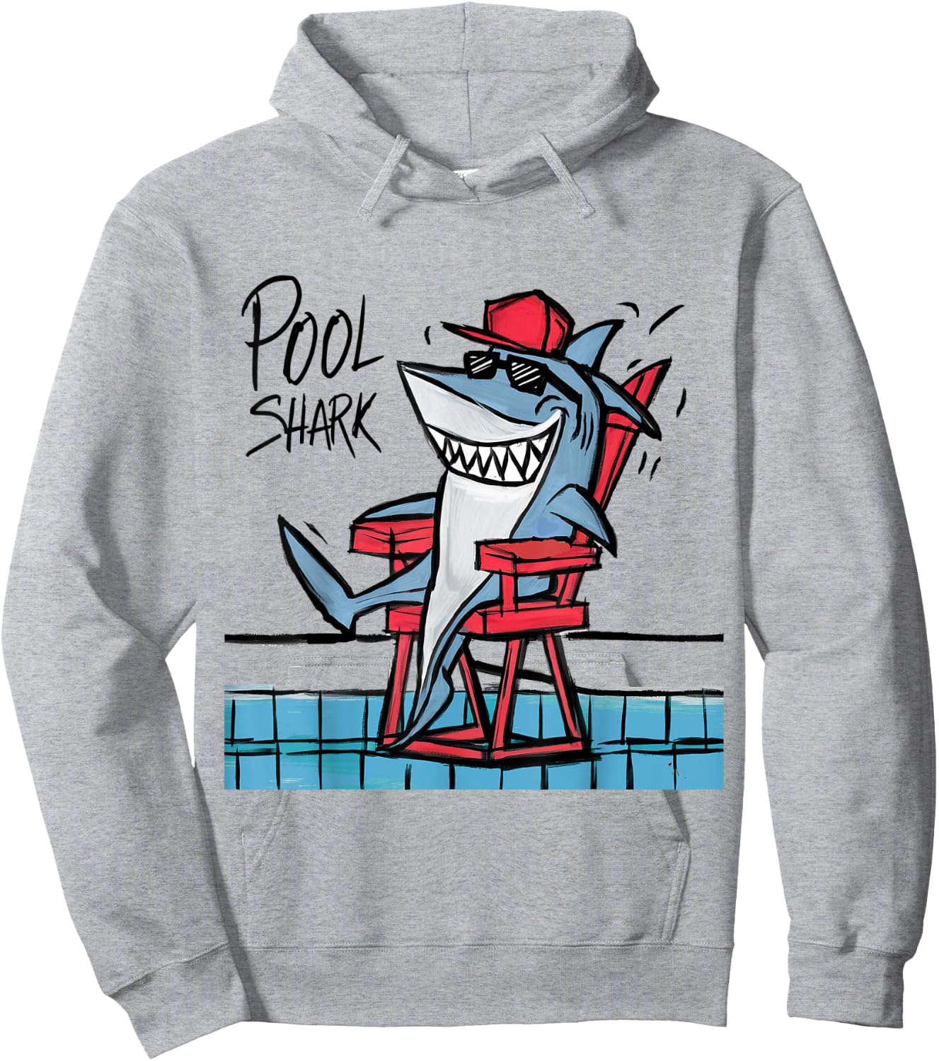 Smileteesfunny Funny Shark Lifeguard Pool Shark Pun Hoodie - Hoodie | Ash
