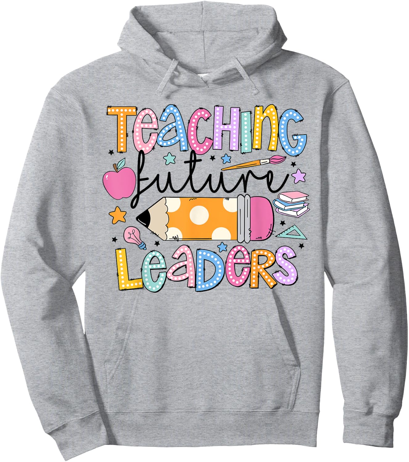 Retro Teaching Future Leaders Groovy Teacher Back To School Women Girls Kids Hoodie - Hoodie | Ash