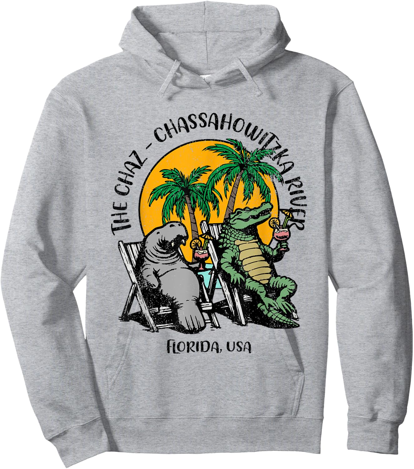 The Chaz Chassahowitzka River FL Manatee Alligator Design Hoodie - Hoodie | Ash