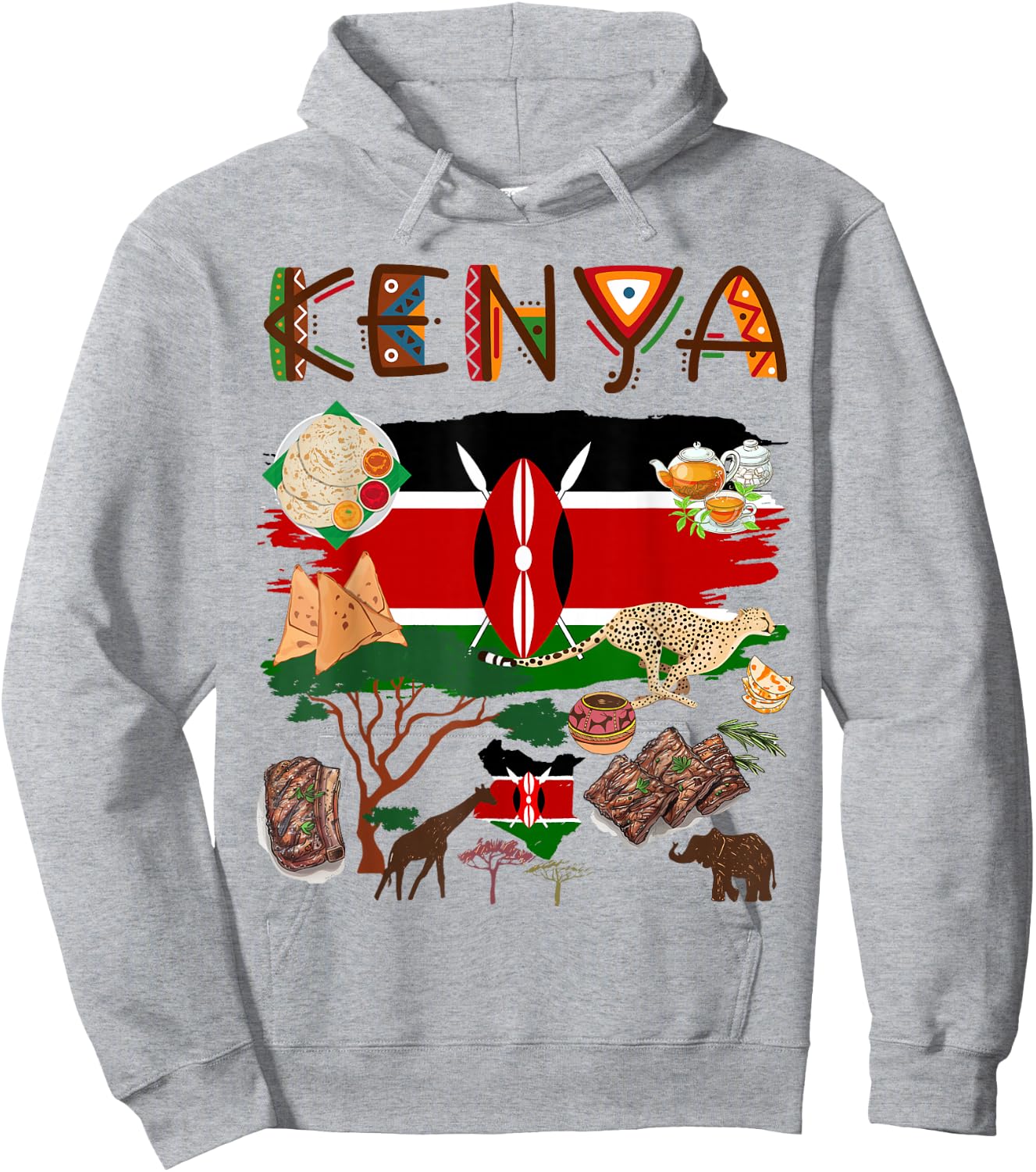 Kenya Flag Outfit Idea For Kids Kenya Food & Kenyan Flag Hoodie - Hoodie | Ash