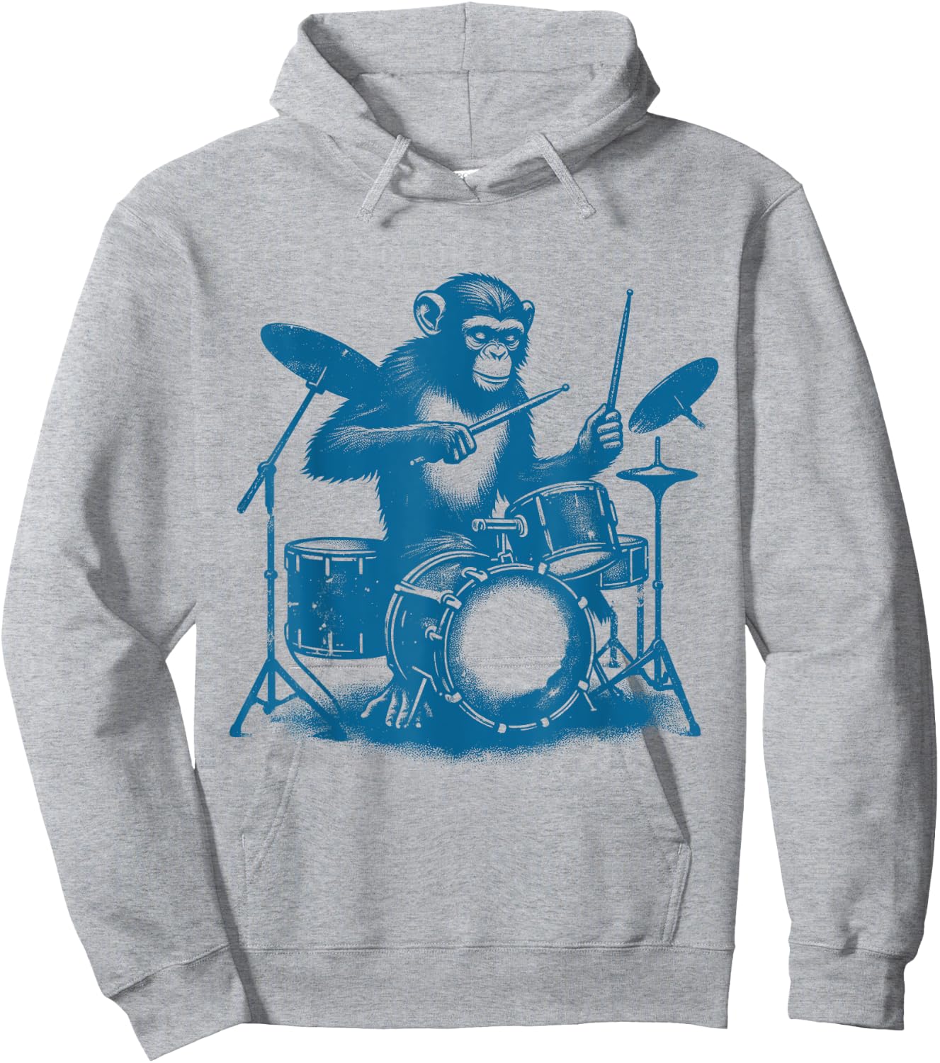 Who Love Drummer Drums Drums Drummer Monkey Playing Drums Vintage Art Monkey On Drums Hoodie - Hoodie | Ash