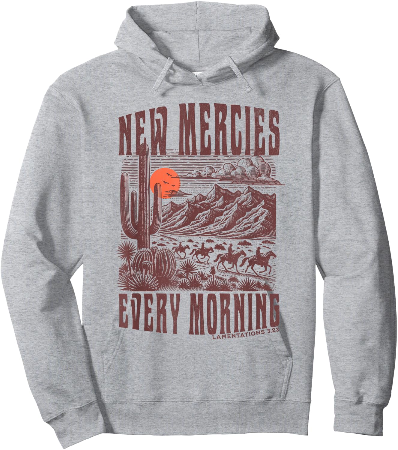 Boho Christian Bible Verse Trendy Jesus Southwest Cactus Hoodie - Hoodie | Ash