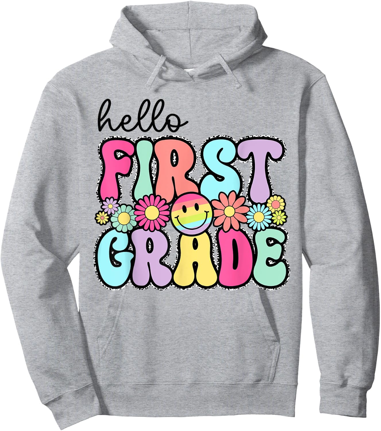 Hello First Grade 1st Day Back To School Teachers Girls Kids Hoodie - Hoodie | Ash