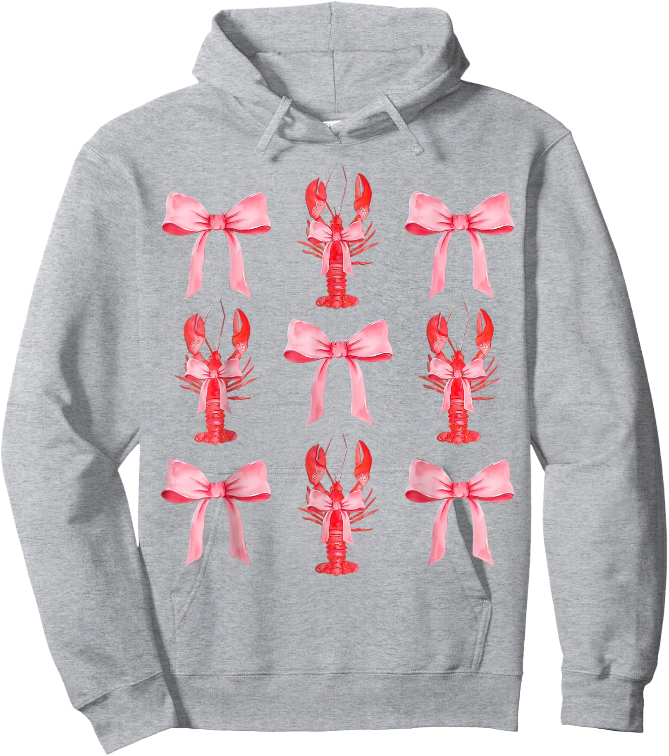Pink Bow Cute Coquette Crawfish Clean Girl Aesthetic Hoodie - Hoodie | Ash