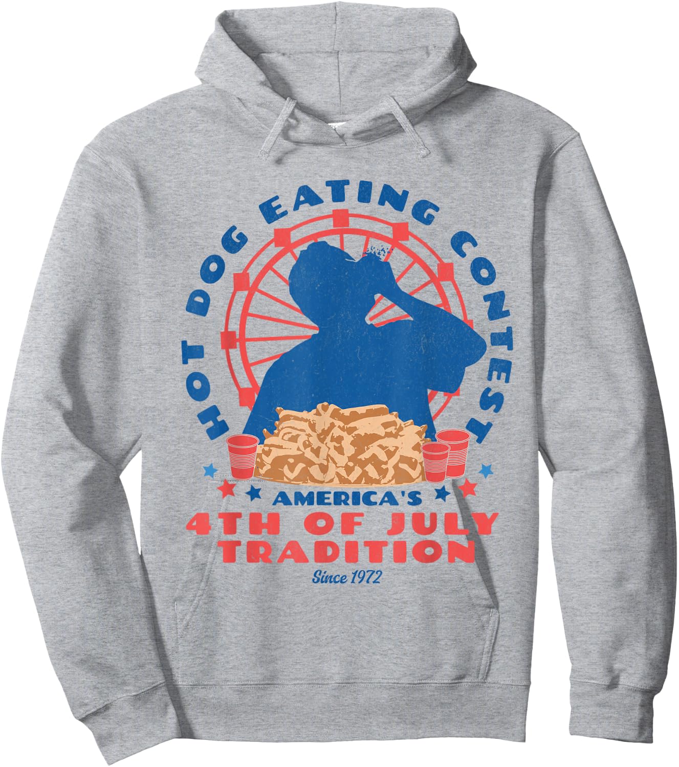 4th of July Tradition Hot Dog Eating Contest Funny Hot Dog Hoodie - Hoodie | Ash