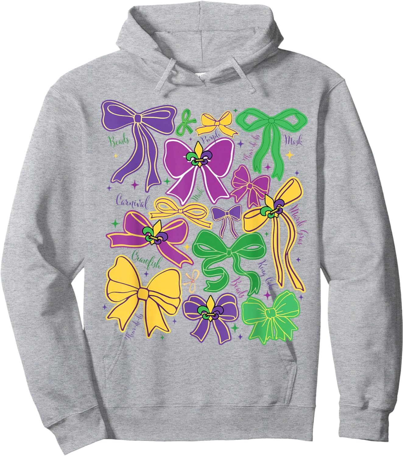 Mardi Gras Coquette Bow Louisiana Masked Women Kids Checkred Hoodie - Hoodie | Ash