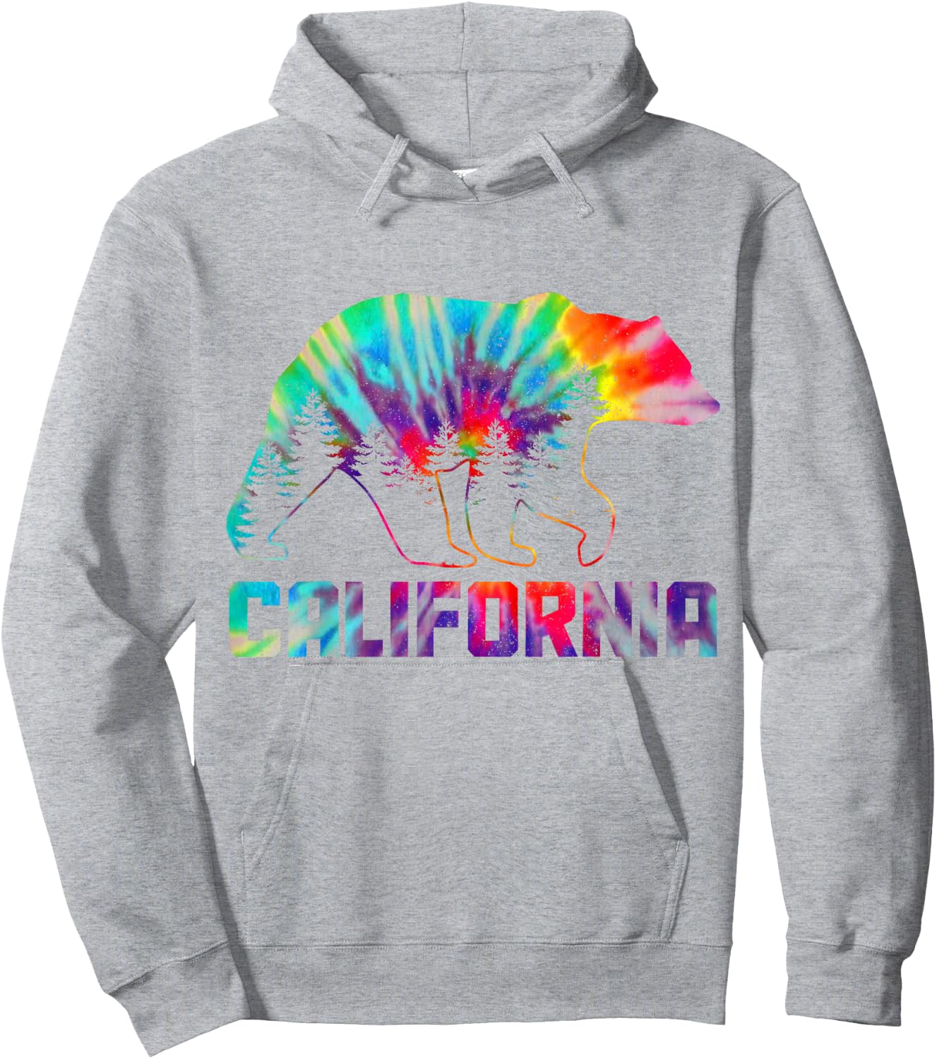 California Tie Dye Bear Pride Outdoor Vintage Cali Hoodie - Hoodie | Ash