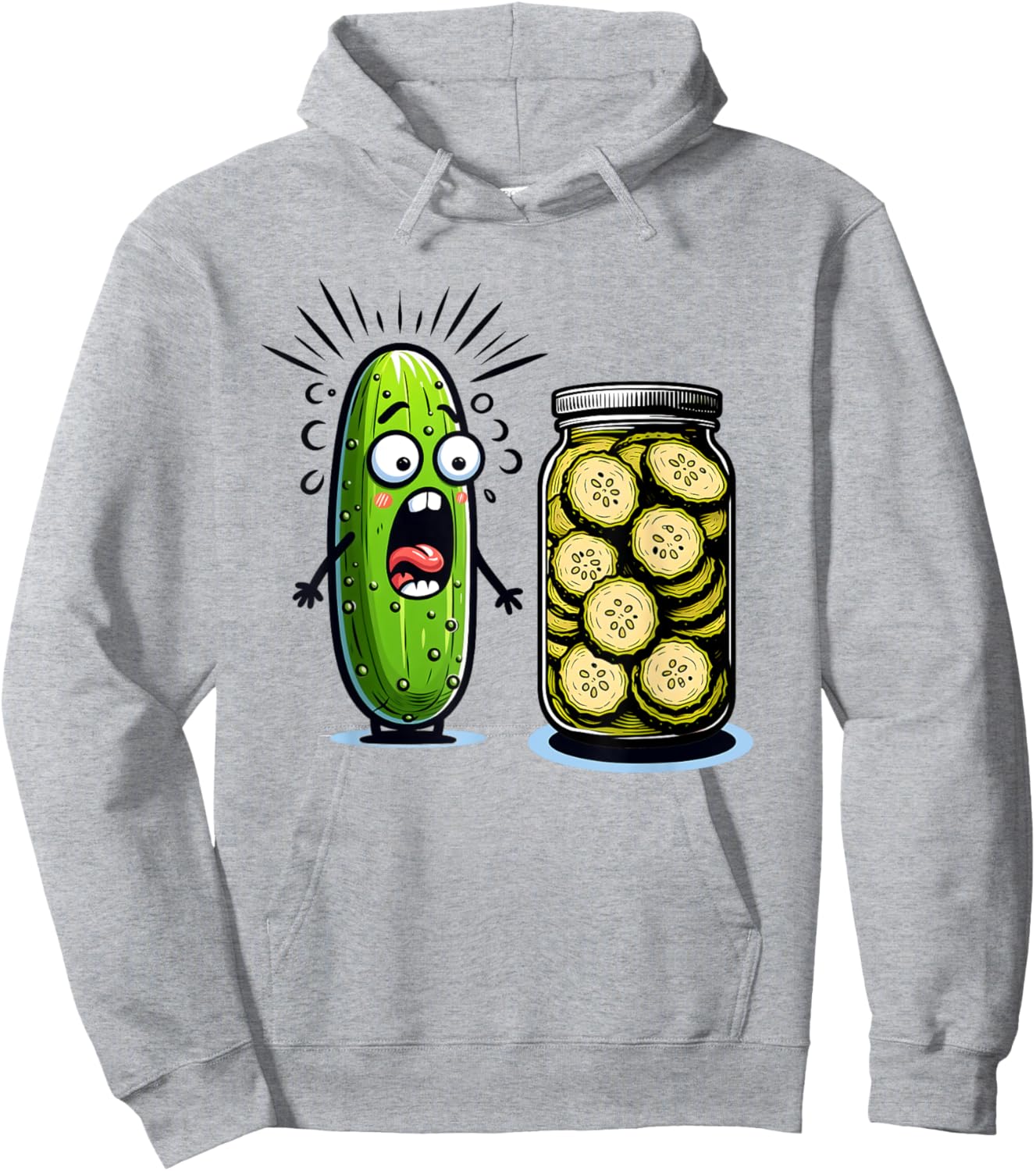Funny Pickle Surprise A Cucumber And A Jar Of Sliced Pickles Hoodie - Hoodie | Ash
