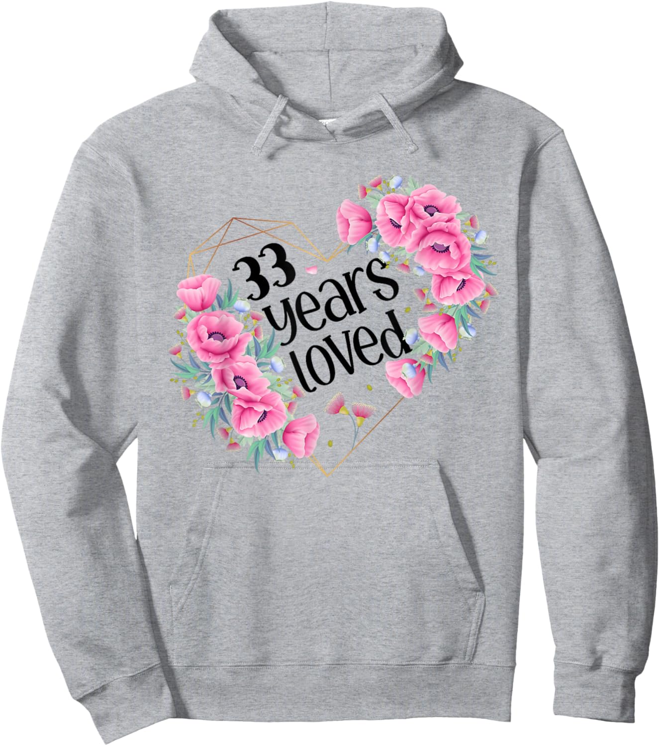 Husband Wife Floral 33rd Happy Birthday Hoodie - Hoodie | Ash