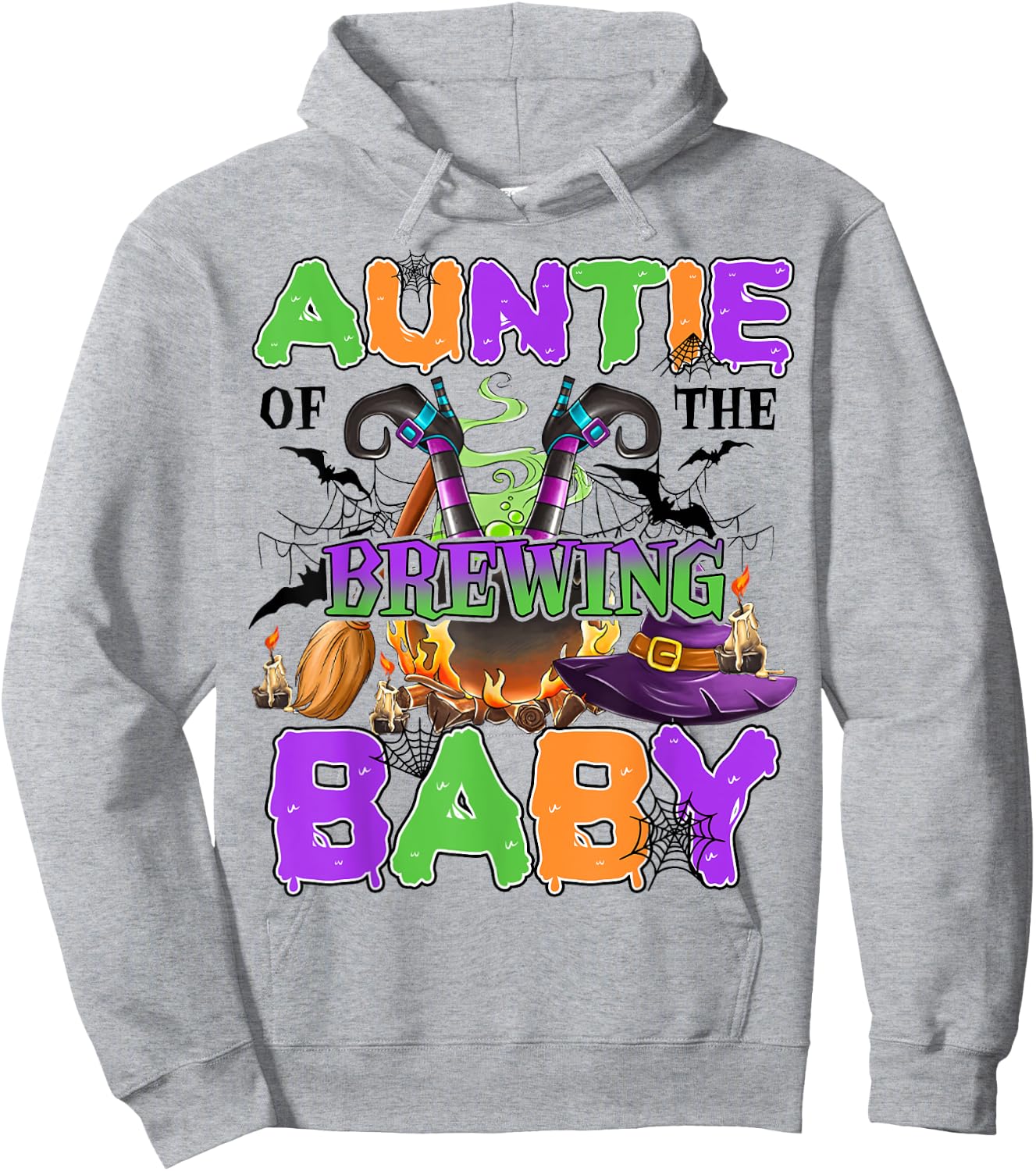 Auntie Of Brewing Baby Halloween Baby Shower Spooky Hoodie - Hoodie | Ash