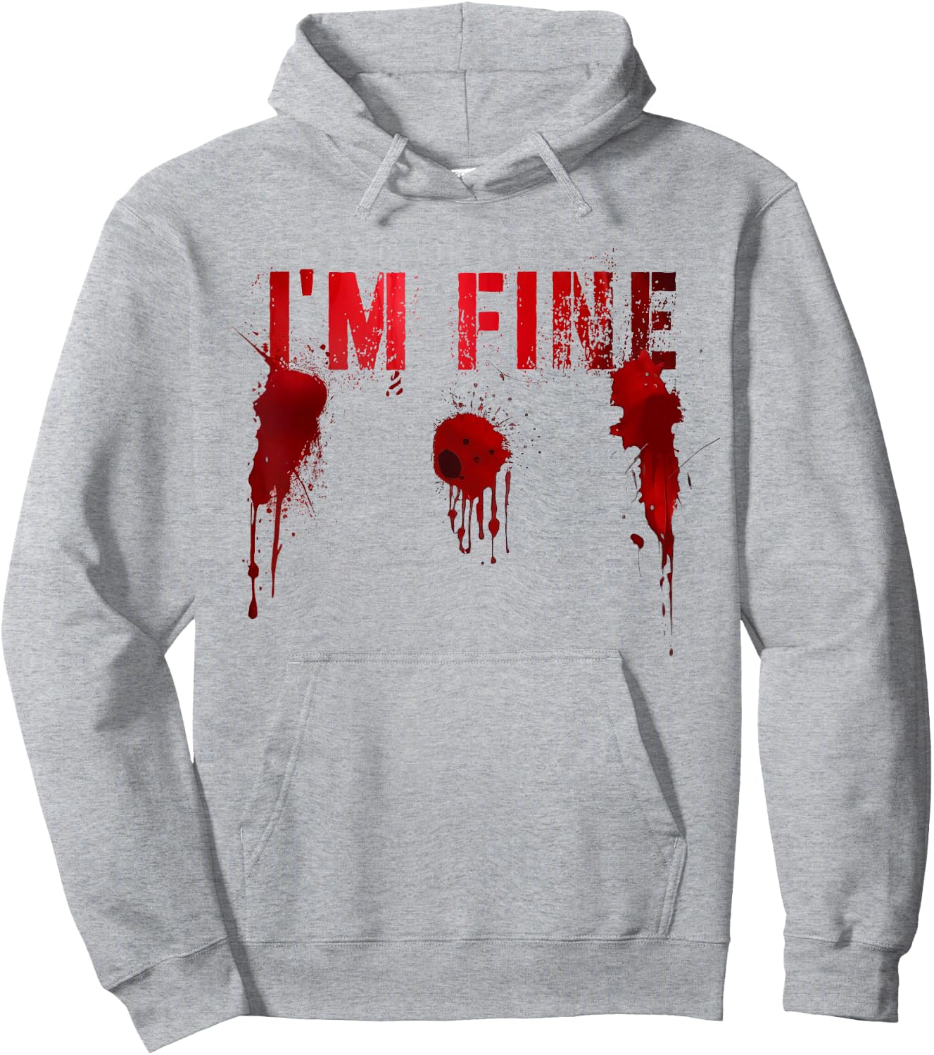Funny I'M FINE Movie Flick Survivor Bloody Shots Scary Gun Hoodie - Hoodie | Ash
