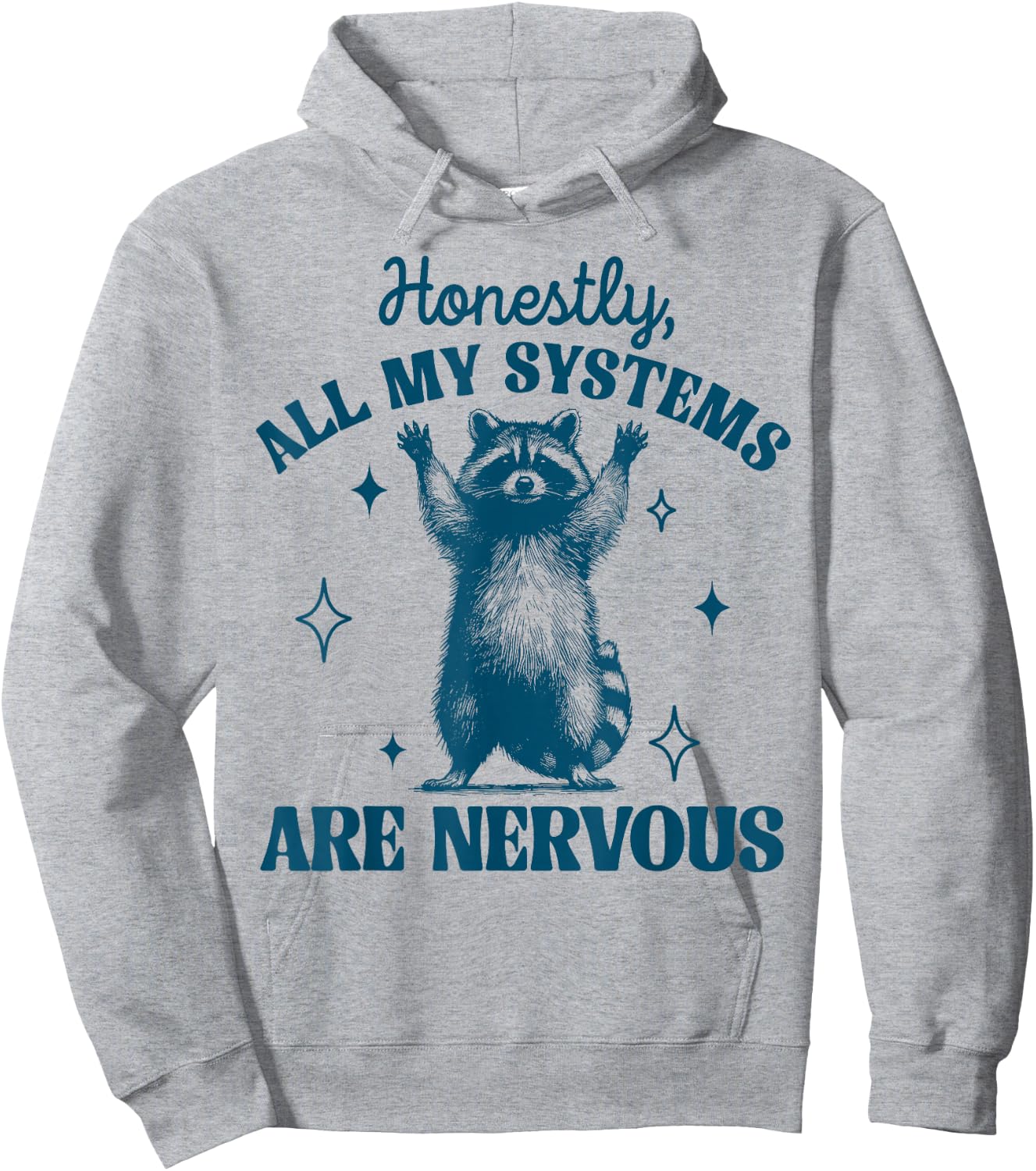 Honestly All My Systems Are Nervous Meme Raccoon Trash Panda Hoodie - Hoodie | Ash