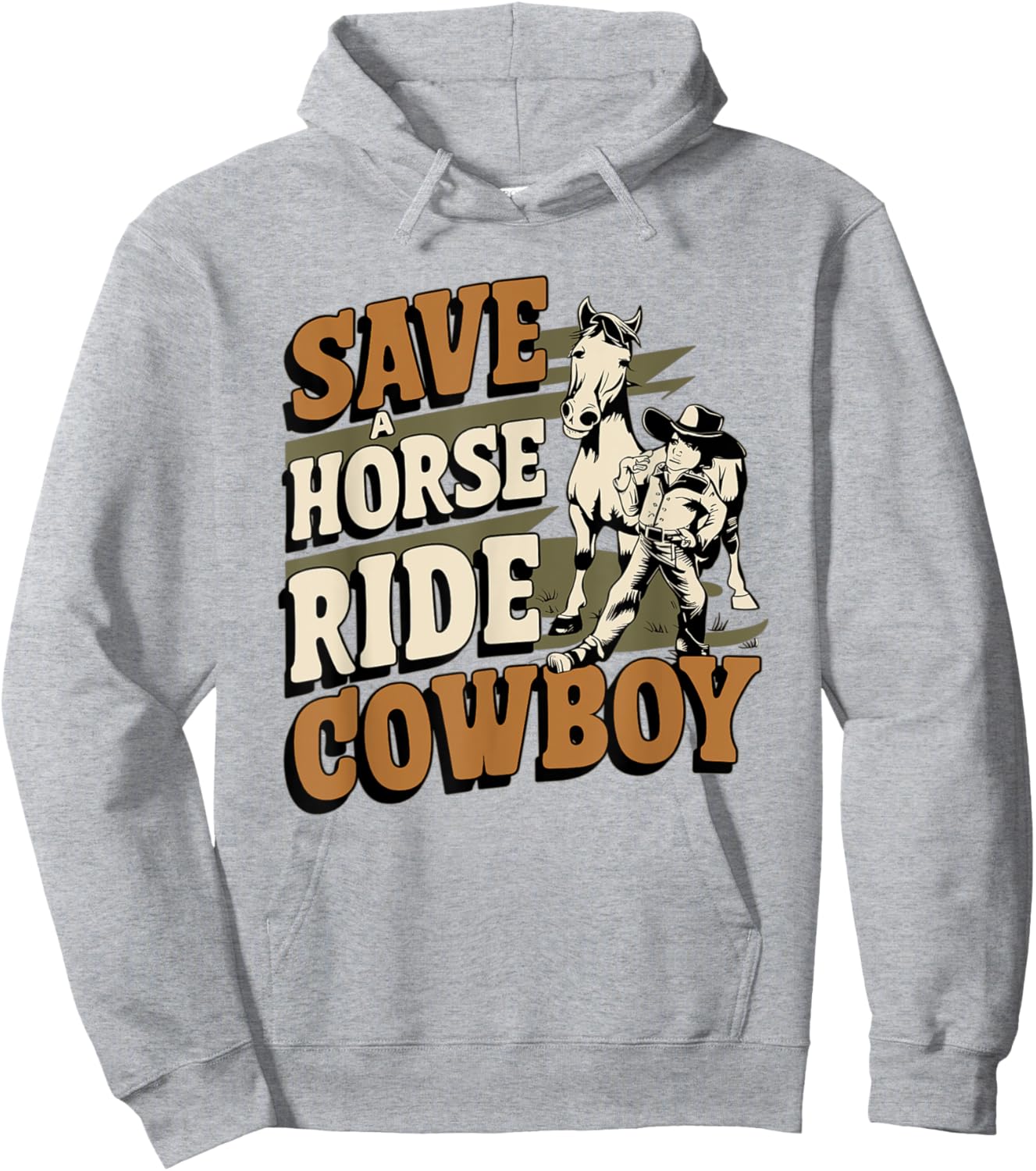 Save A Horse - Ride A Cowboy - Vintage Style Hoodie - Hoodie | Ash