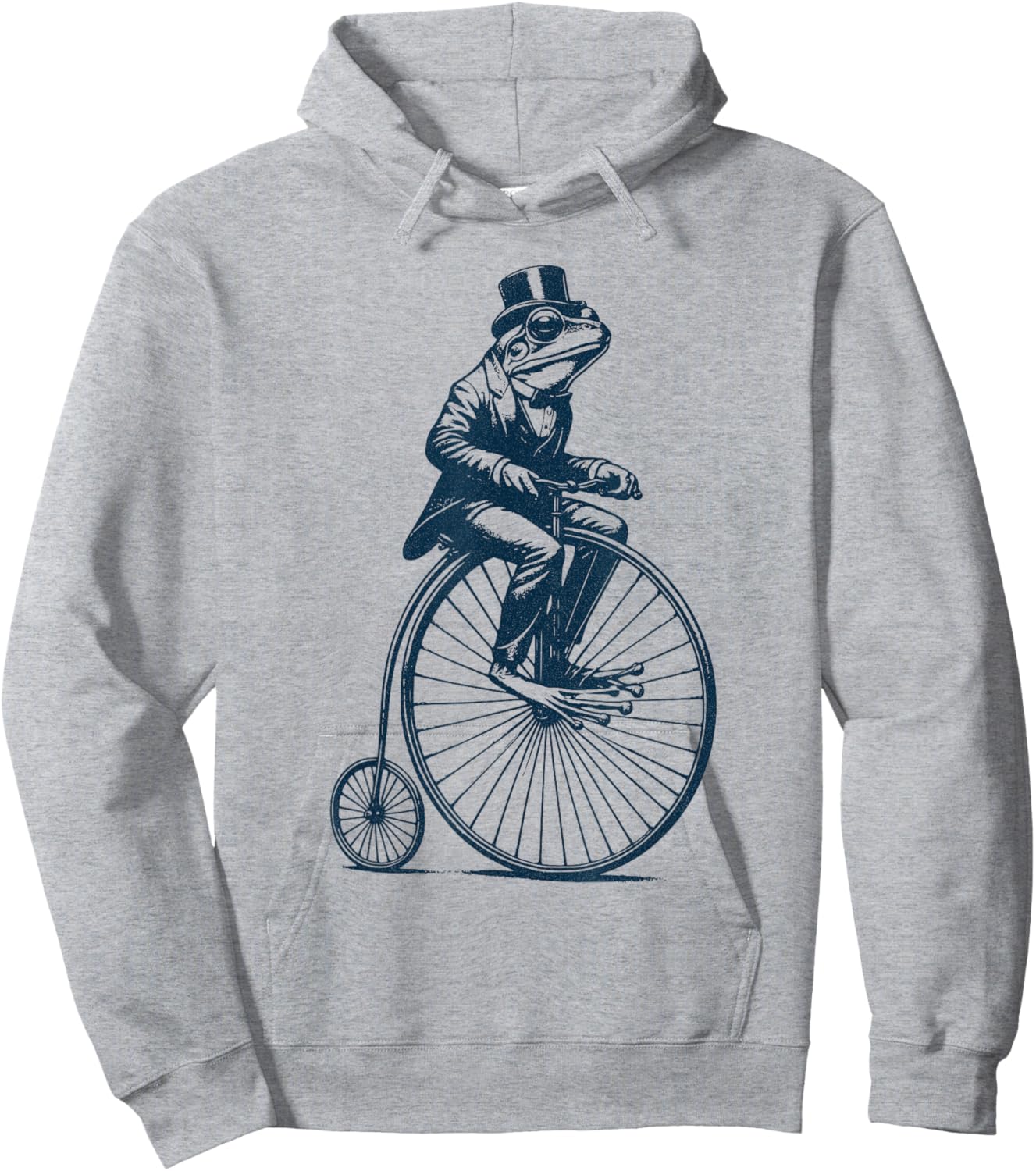 Dapper Frog riding a Vintage Penny-Farthing Bicycle Cyclist Hoodie - Hoodie | Ash