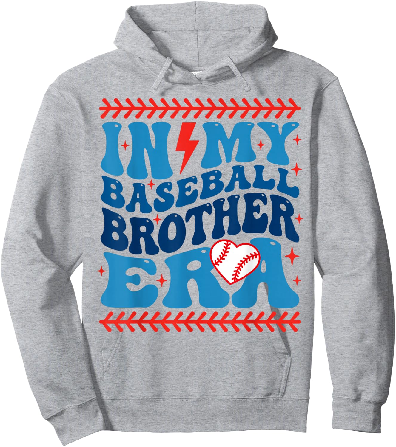 In My Baseball Brother Era Groovy Baseball Family Matching Hoodie - Hoodie | Ash