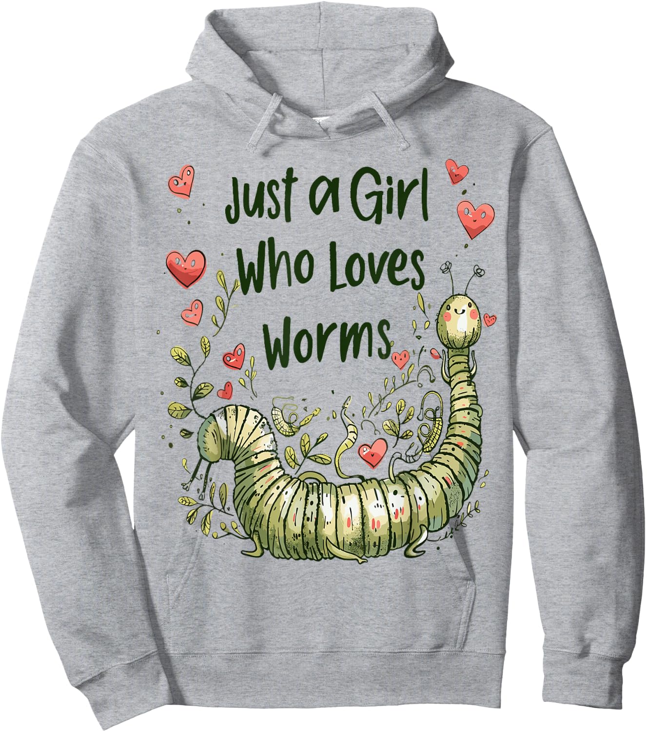 Cute Worms Lovers Gift Girls Just A Girl Who Loves Worms Hoodie - Hoodie | Ash