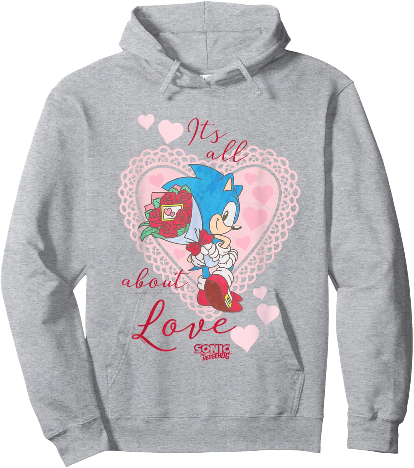 Sonic The Hedgehog Valentine's Day It's All About Love Logo Hoodie - Hoodie | Ash