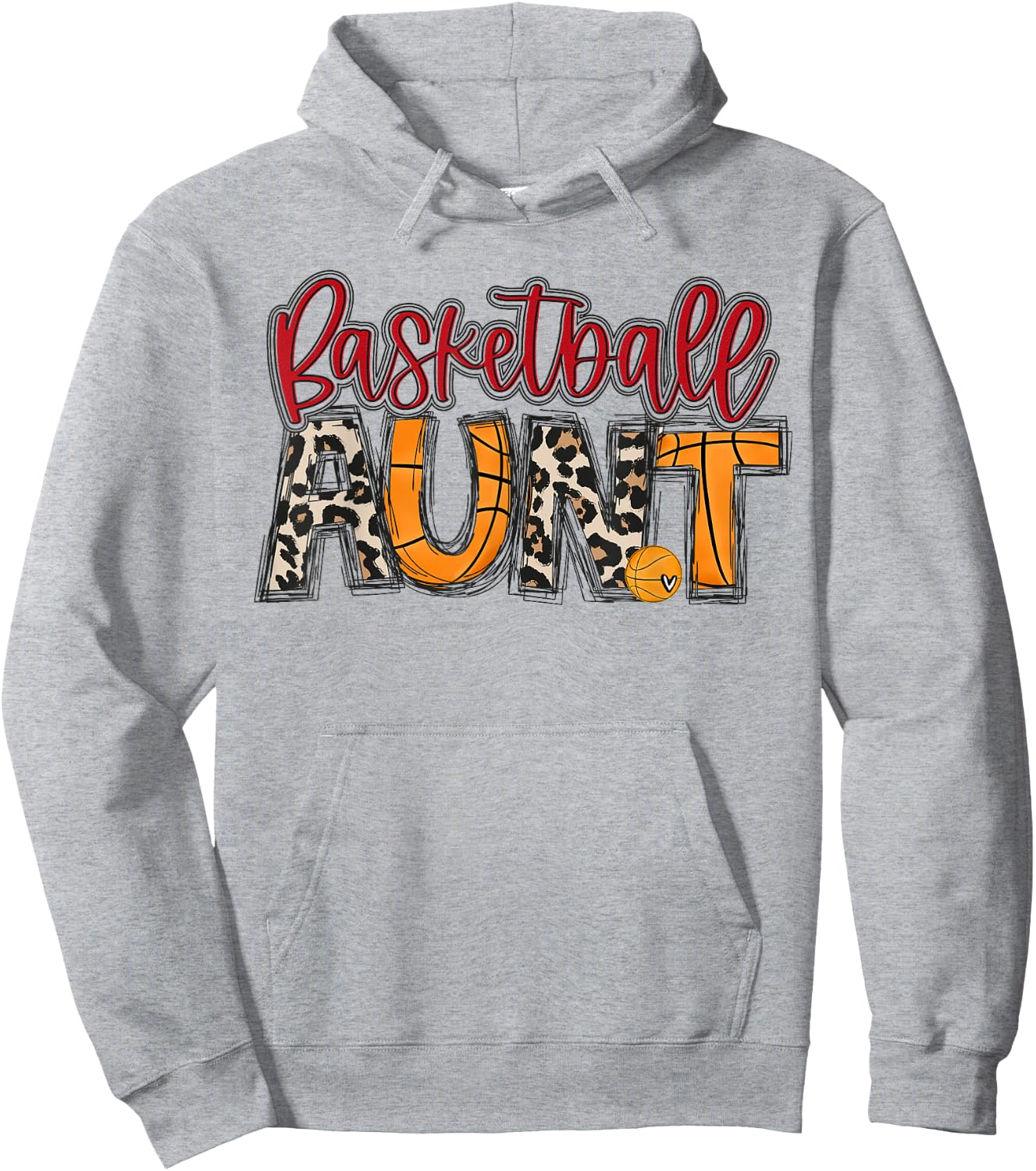 Basketball Aunt Leopard Red Auntie Family Basketball Player Hoodie - Hoodie | Ash