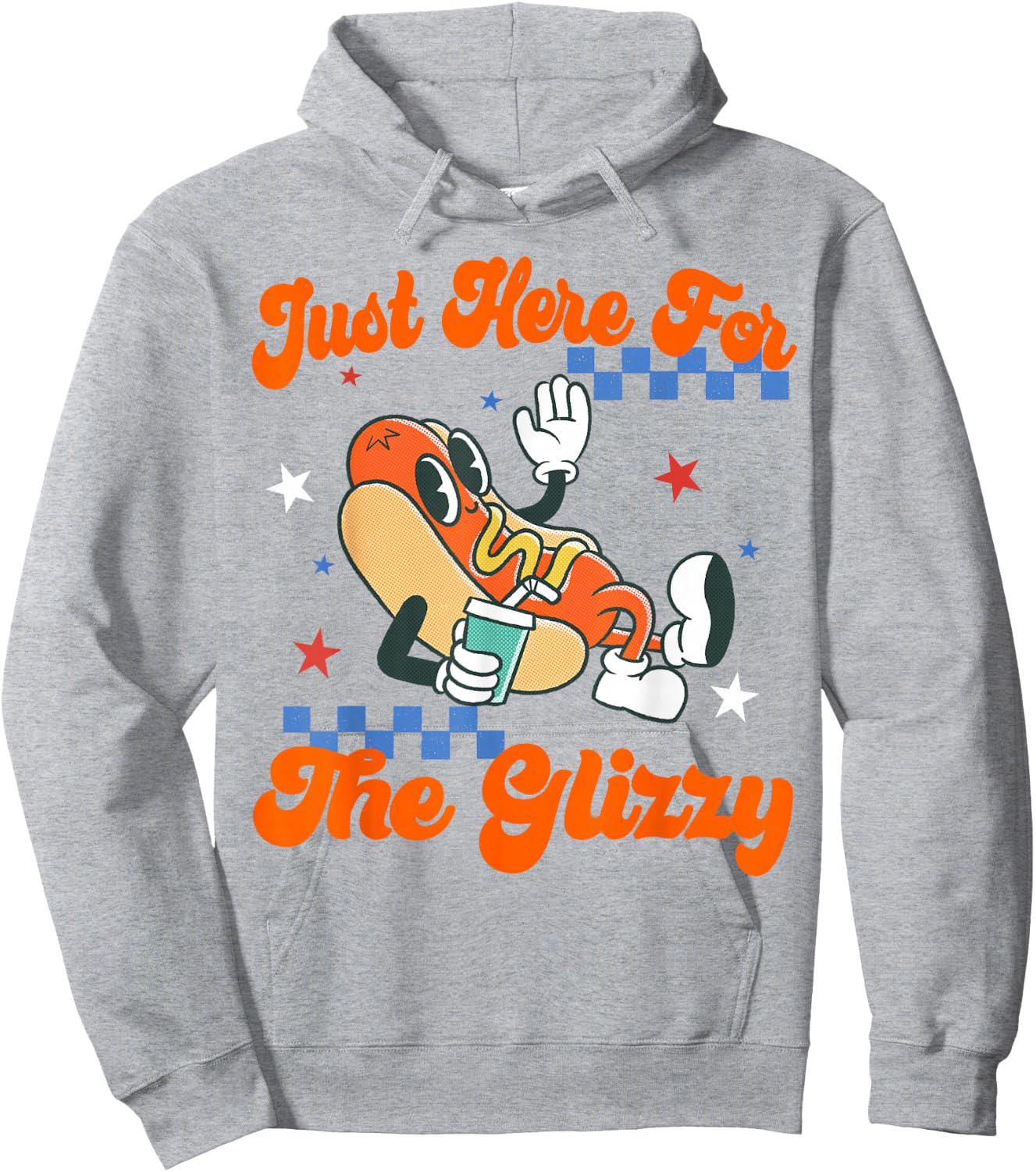 Retro Hot Dog I'm Just Here for The Glizzy Happy 4th of July Hoodie - Hoodie | Ash