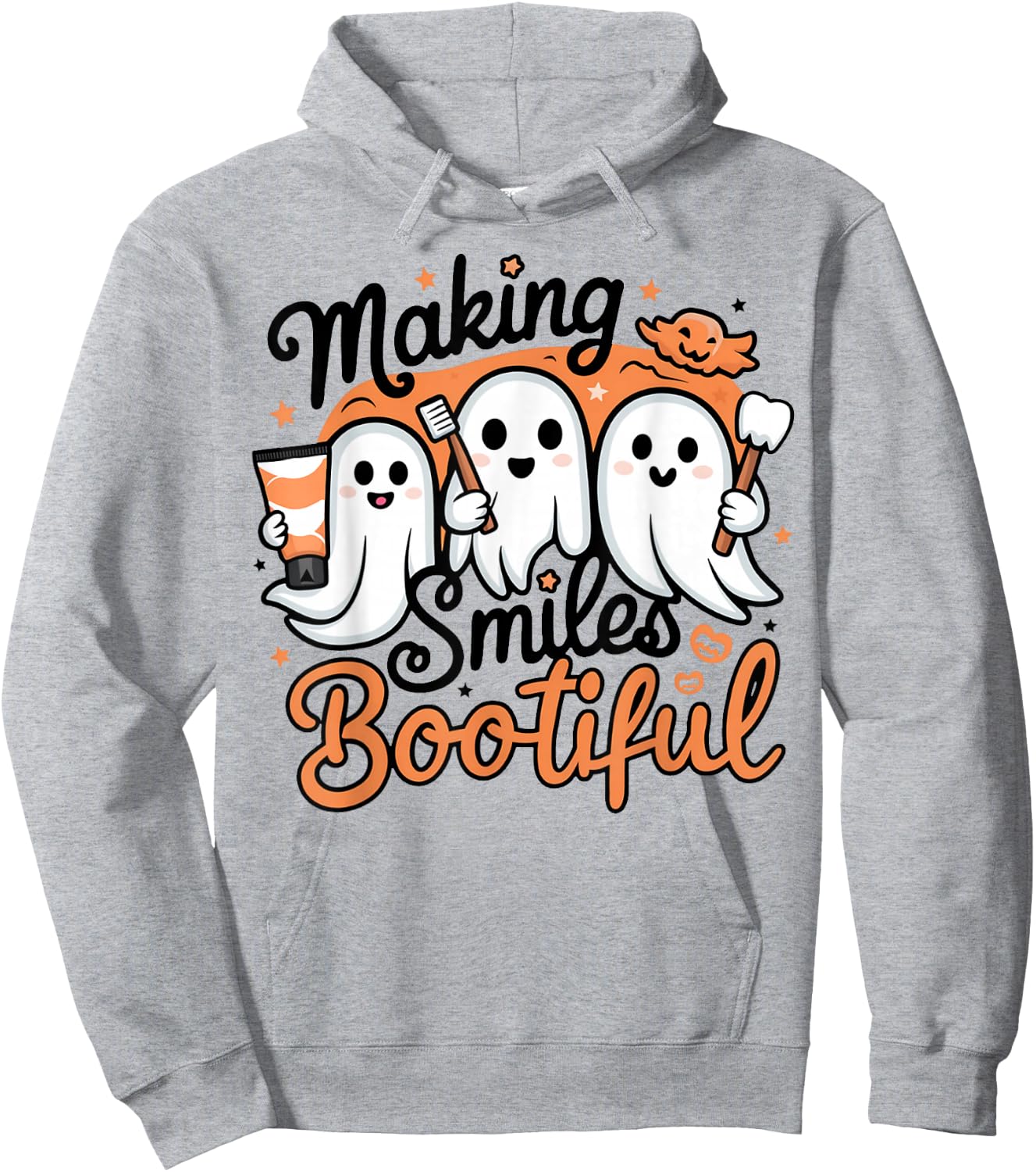 Making Smiles Bootiful Halloween Funny Ghost Dentist Dental Hoodie - Hoodie | Ash