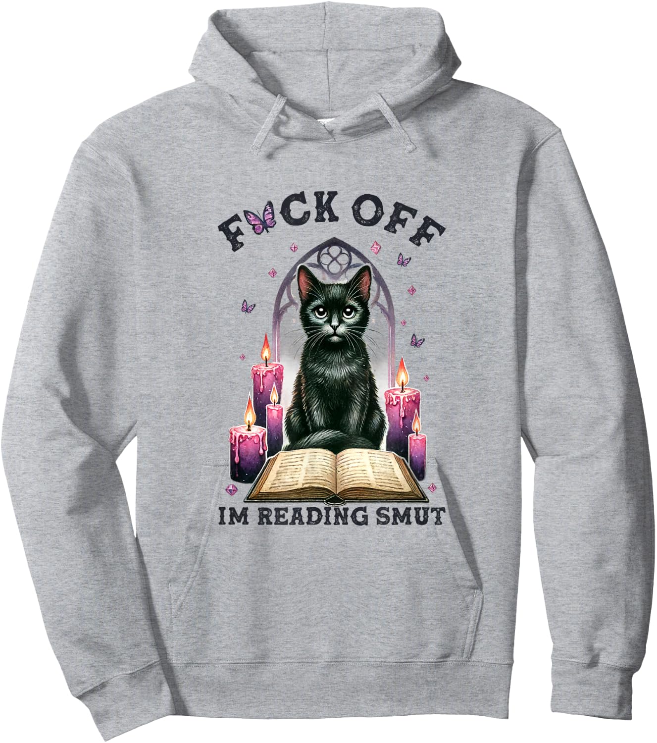 F Off I'm Reading Smut Black Cat Book Love Librarian Hoodie - Hoodie | Ash