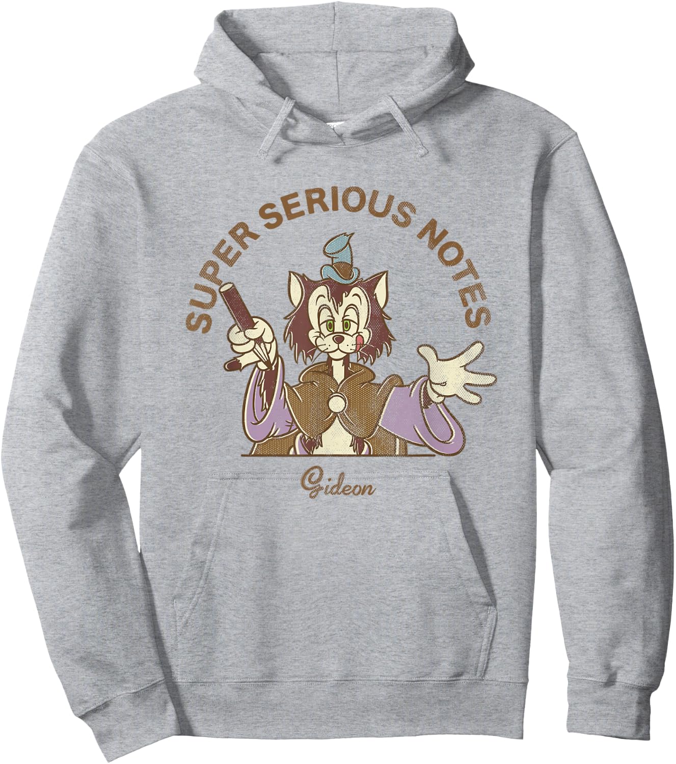 Disney Pinocchio Super Serious Notes Gideon Retro Big Logo Hoodie - Hoodie | Ash