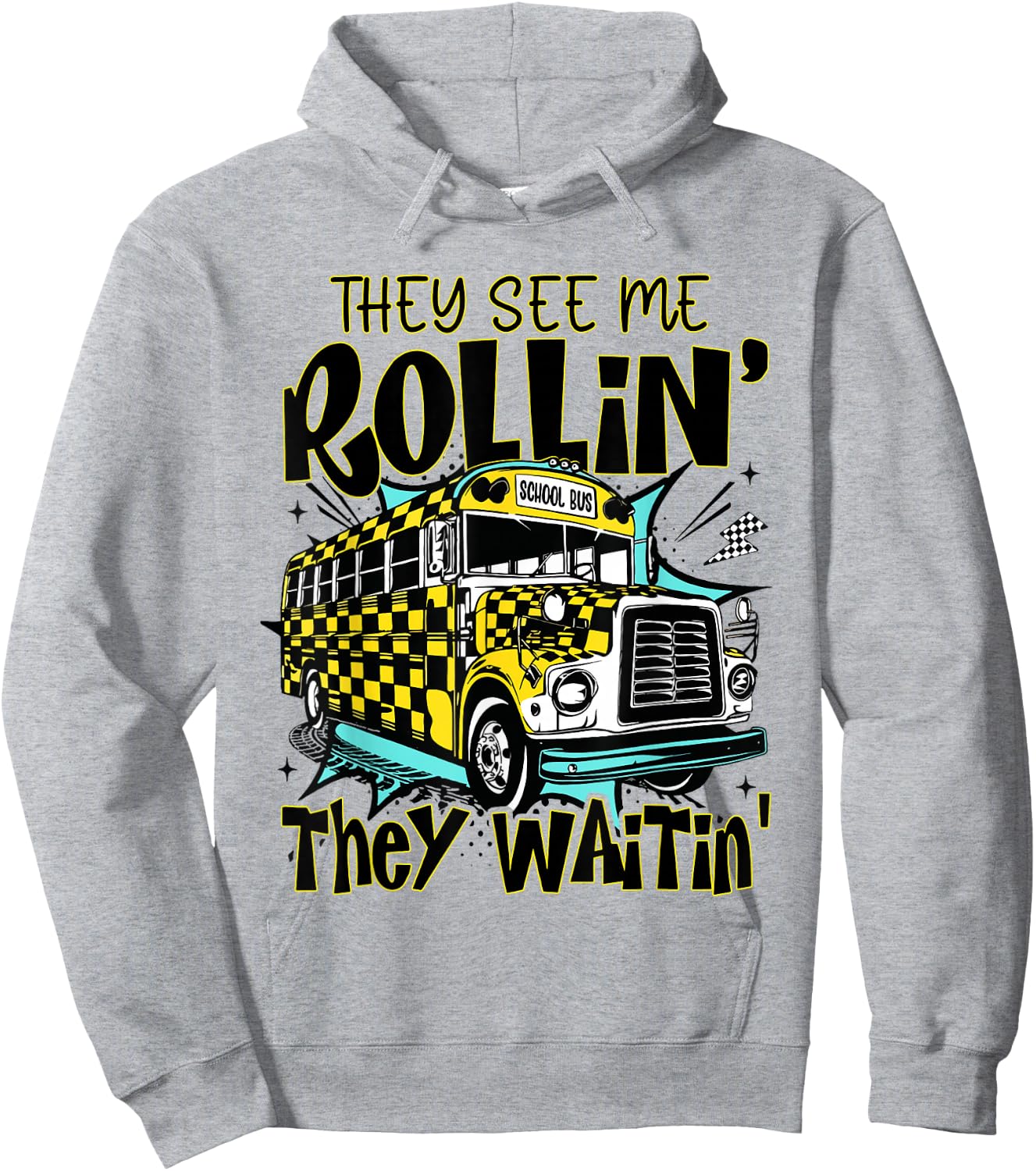 They See Me Rollin' They Waiting Checkered School Bus Driver Hoodie - Hoodie | Ash