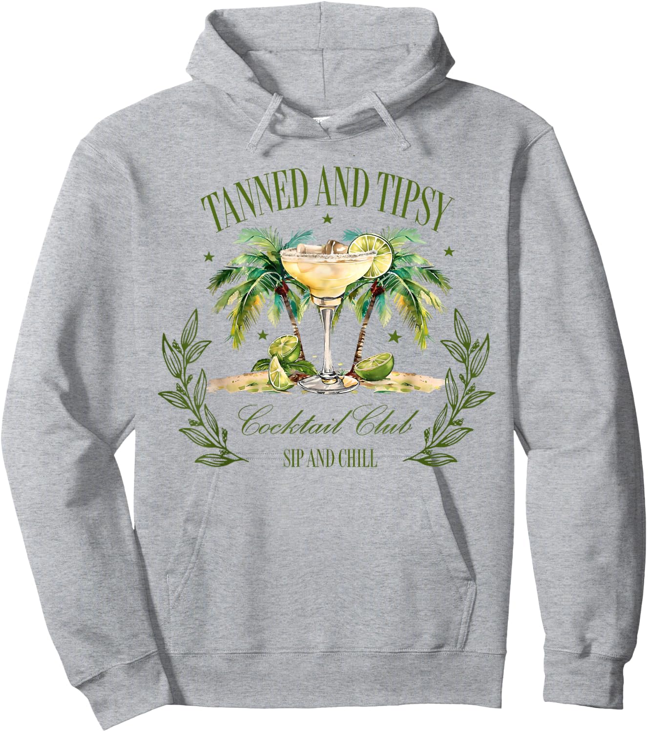 Tanned & Tipsy Cocktail Club Sip & Chill Summer Hawaii Beach Men Women Hoodie - Hoodie | Ash