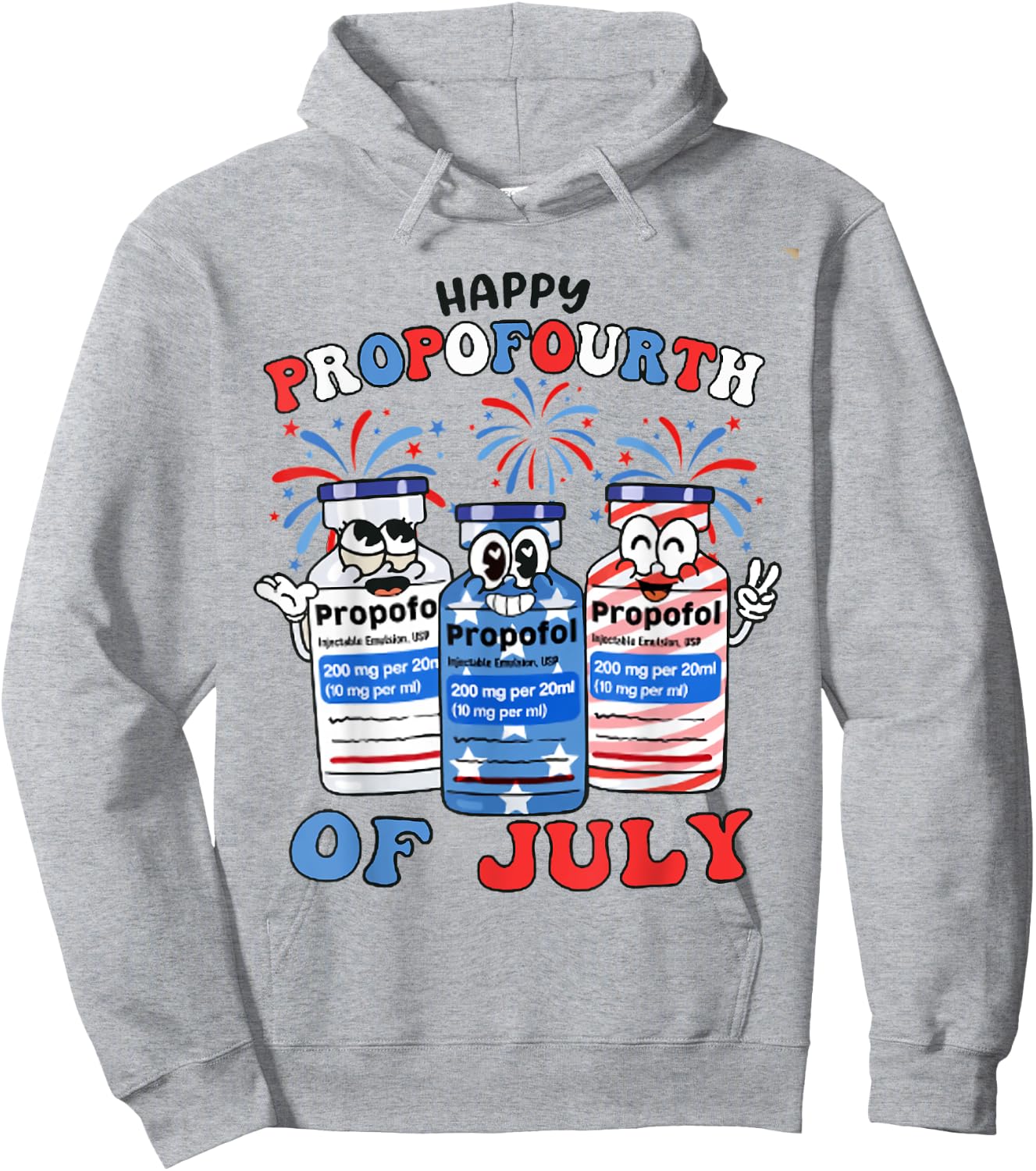 Retro ICU Nurse 4th of July Propofol Intensive Care Unit Men Hoodie - Hoodie | Ash