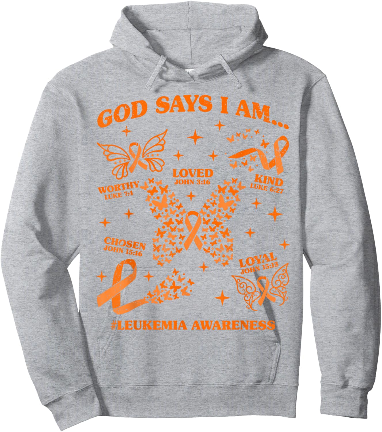 God Says I Am Leukemia Awareness Butterfly Christian Hoodie - Hoodie | Ash