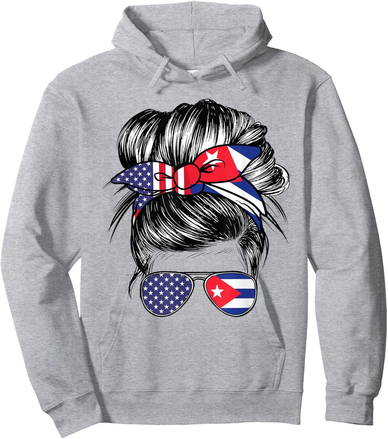 Cuba Flag American Women Girl USA Heritage Cuban Hoodie - Hoodie | Ash