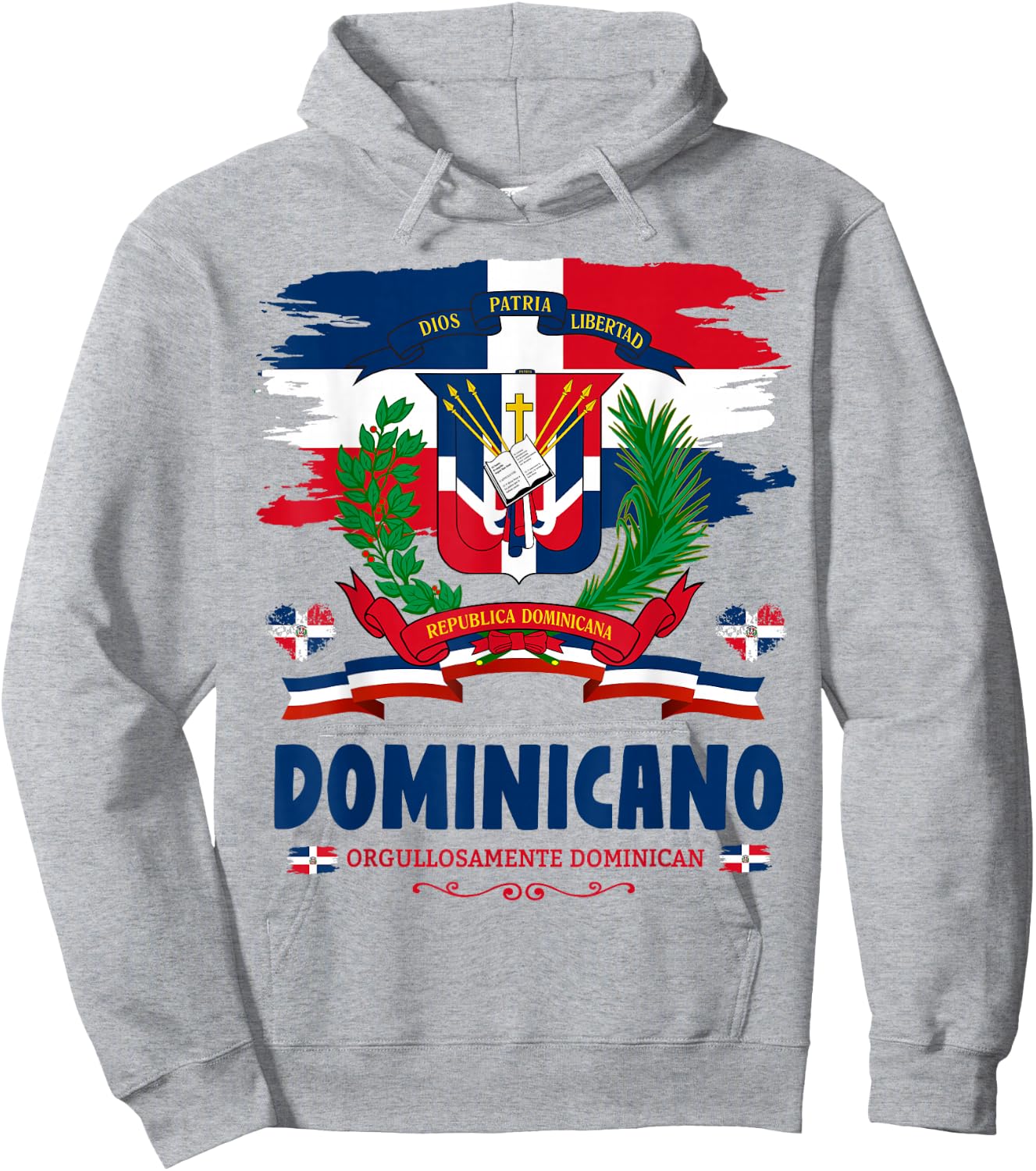 Coat of Arms Republica Dominicana For Kids & Dominican Flag Hoodie - Hoodie | Ash