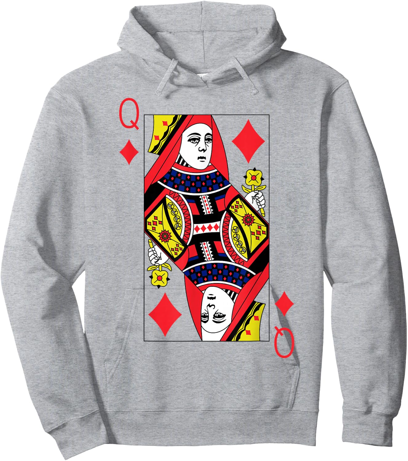 Queen of Diamonds Playing Cards Halloween Party Costume Hoodie - Hoodie | Ash