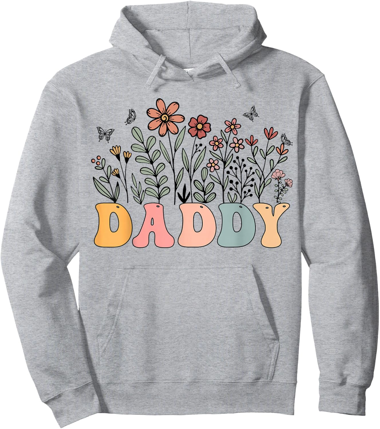 Daddy Wildflower Groovy Retro Hippie Family Matching Hoodie - Hoodie | Ash