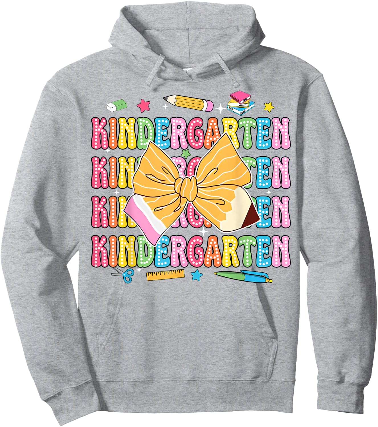 Kindergarten Teacher Pencil Coquette Bow Back To School Women Girls Kids Hoodie - Hoodie | Ash