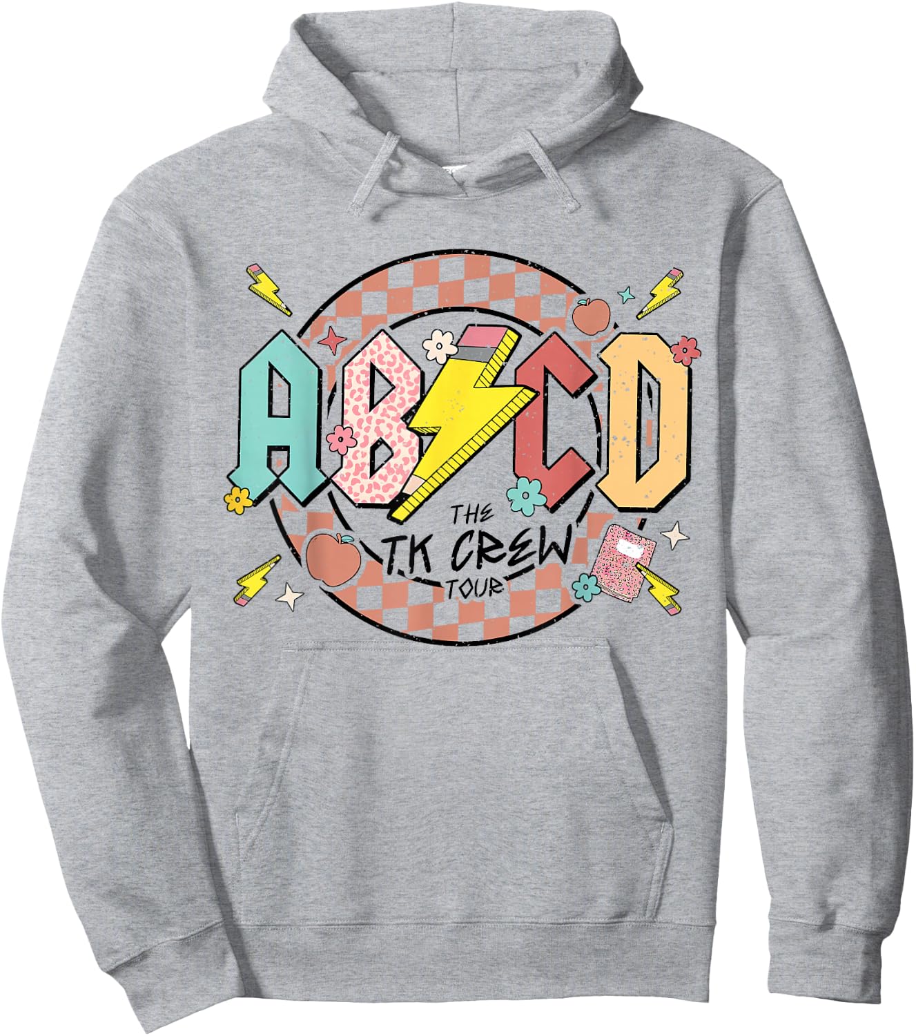 Retro ABCD Transitional Kindergarten Teacher Tour TK Teacher Hoodie - Hoodie | Ash