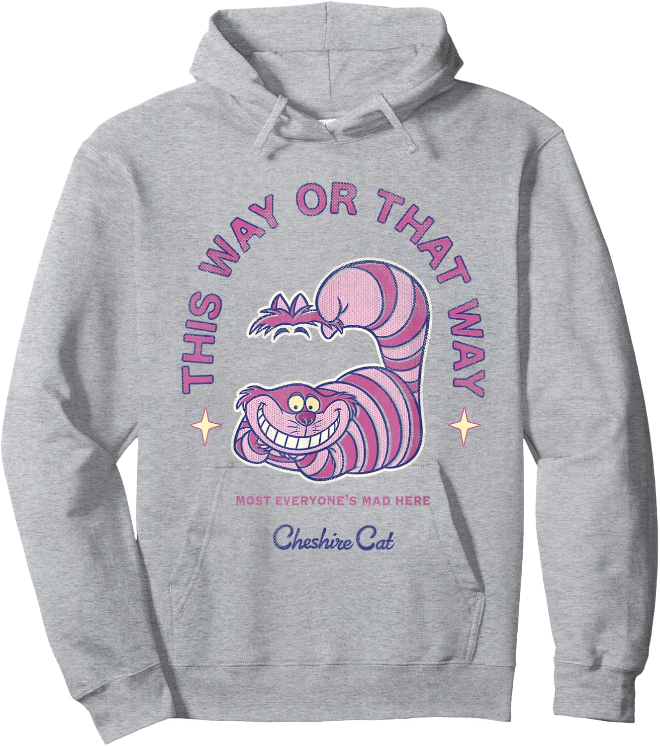 Disney Alice in Wonderland Cheshire Cat's Way Big Chest Logo Hoodie - Hoodie | Ash