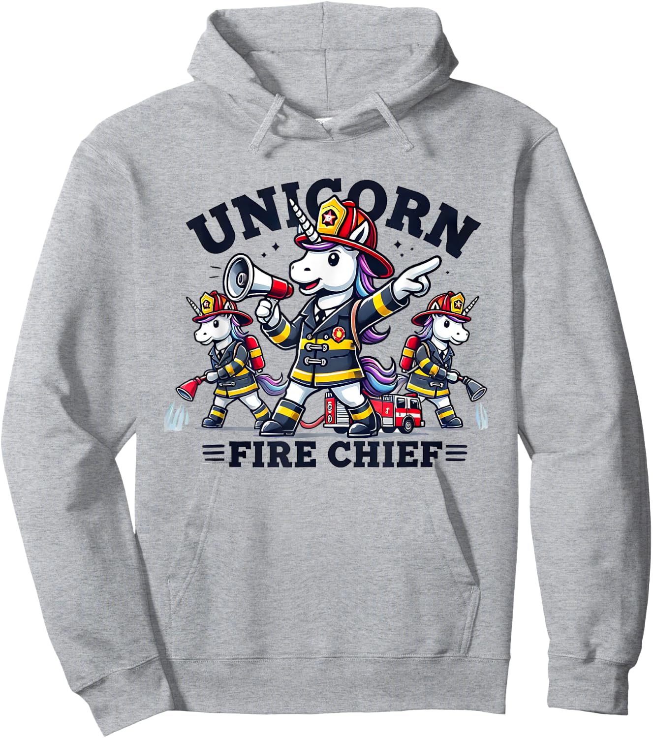Unicorn Fire Chief Firefighter Pride Hoodie - Hoodie | Ash